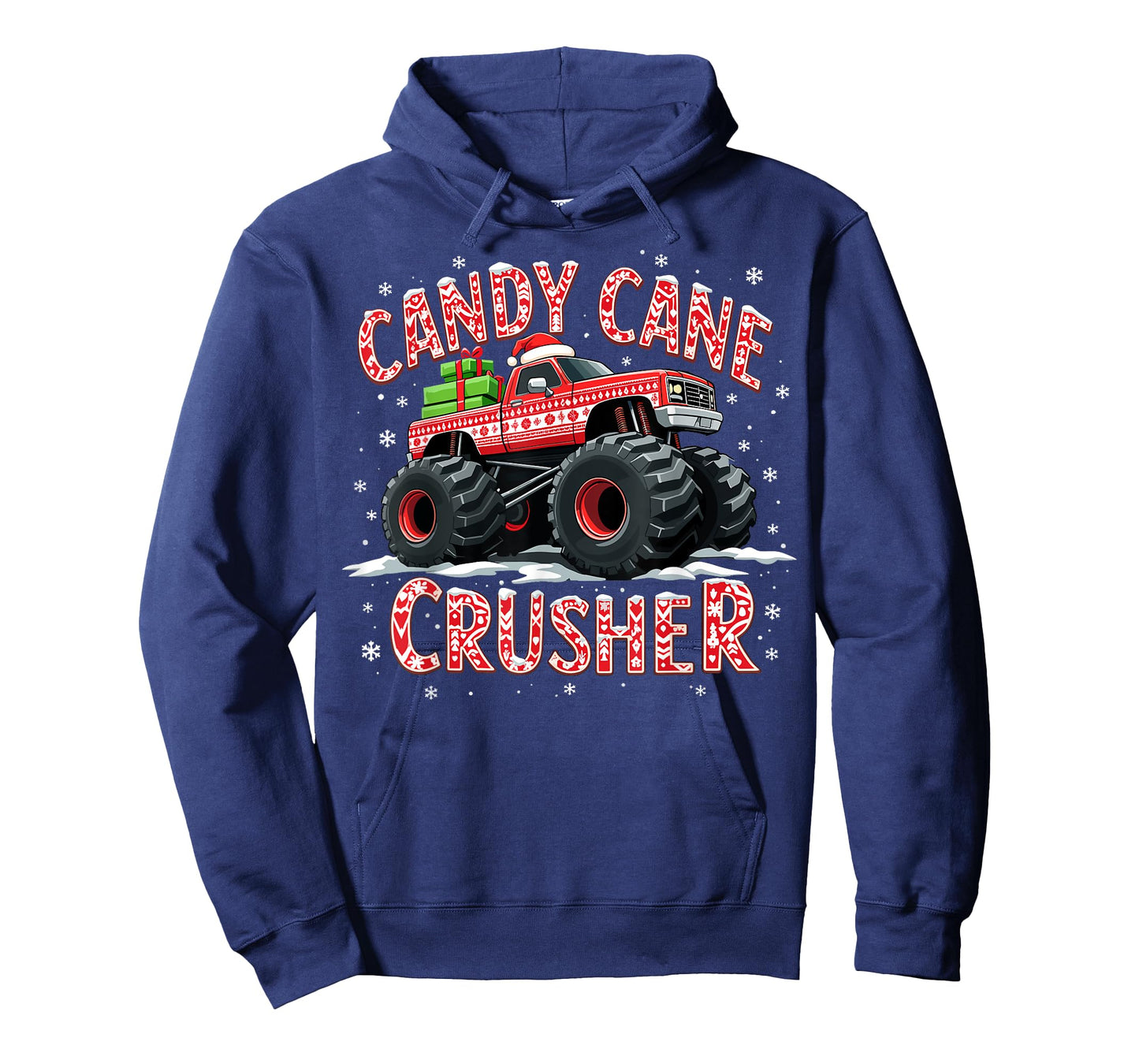 Christmas Candy Cane Crusher Xmas Monster Truck T-Shirt