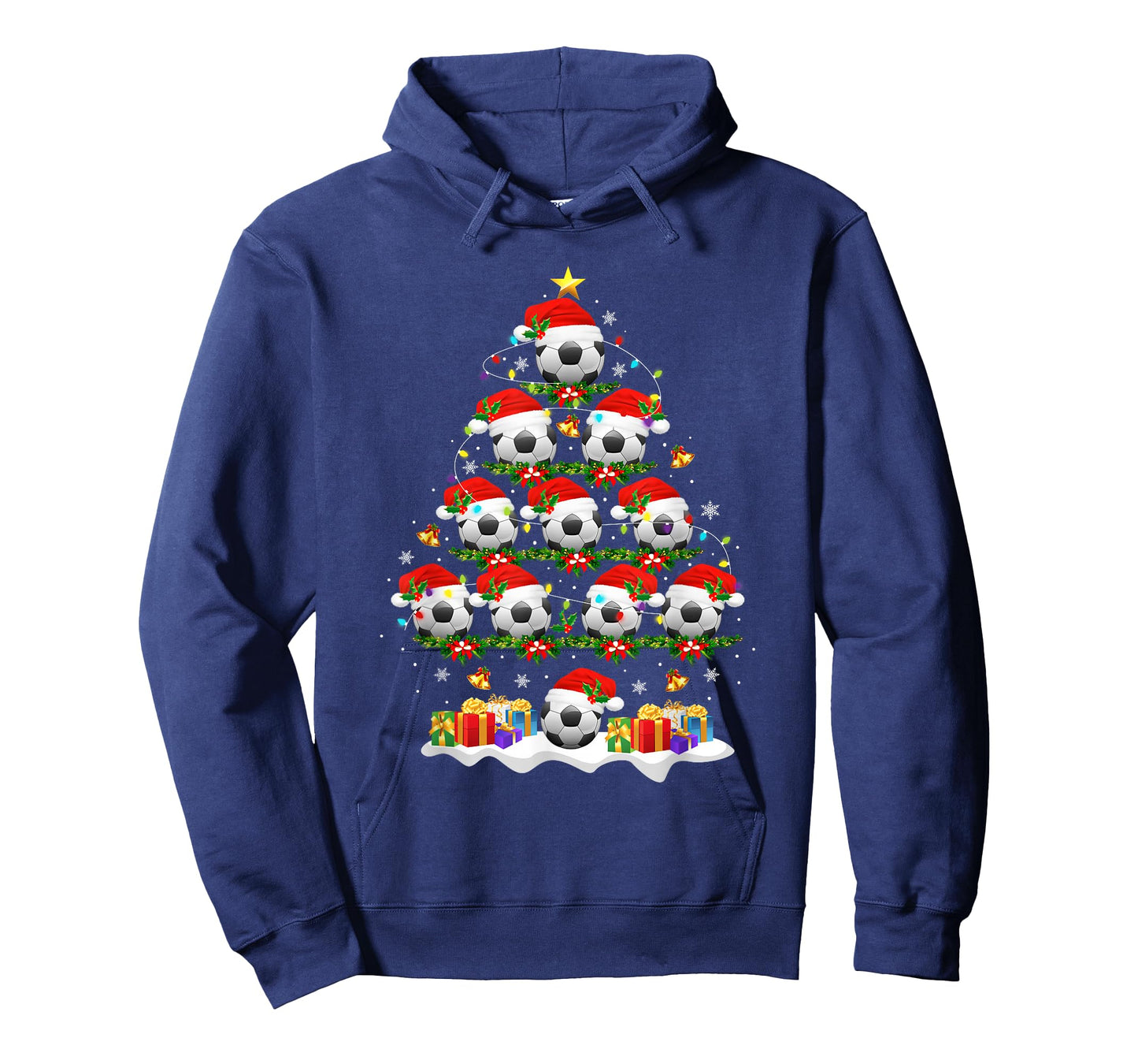 Soccer Christmas Tree Lights Funny Xmas Boys Soccer Player T-Shirt