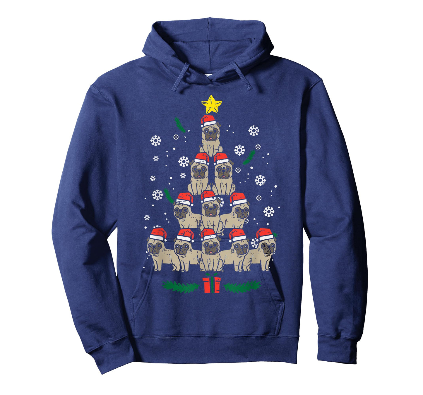Pug Christmas Tree Dog Xmas Men Women Kids T-Shirt