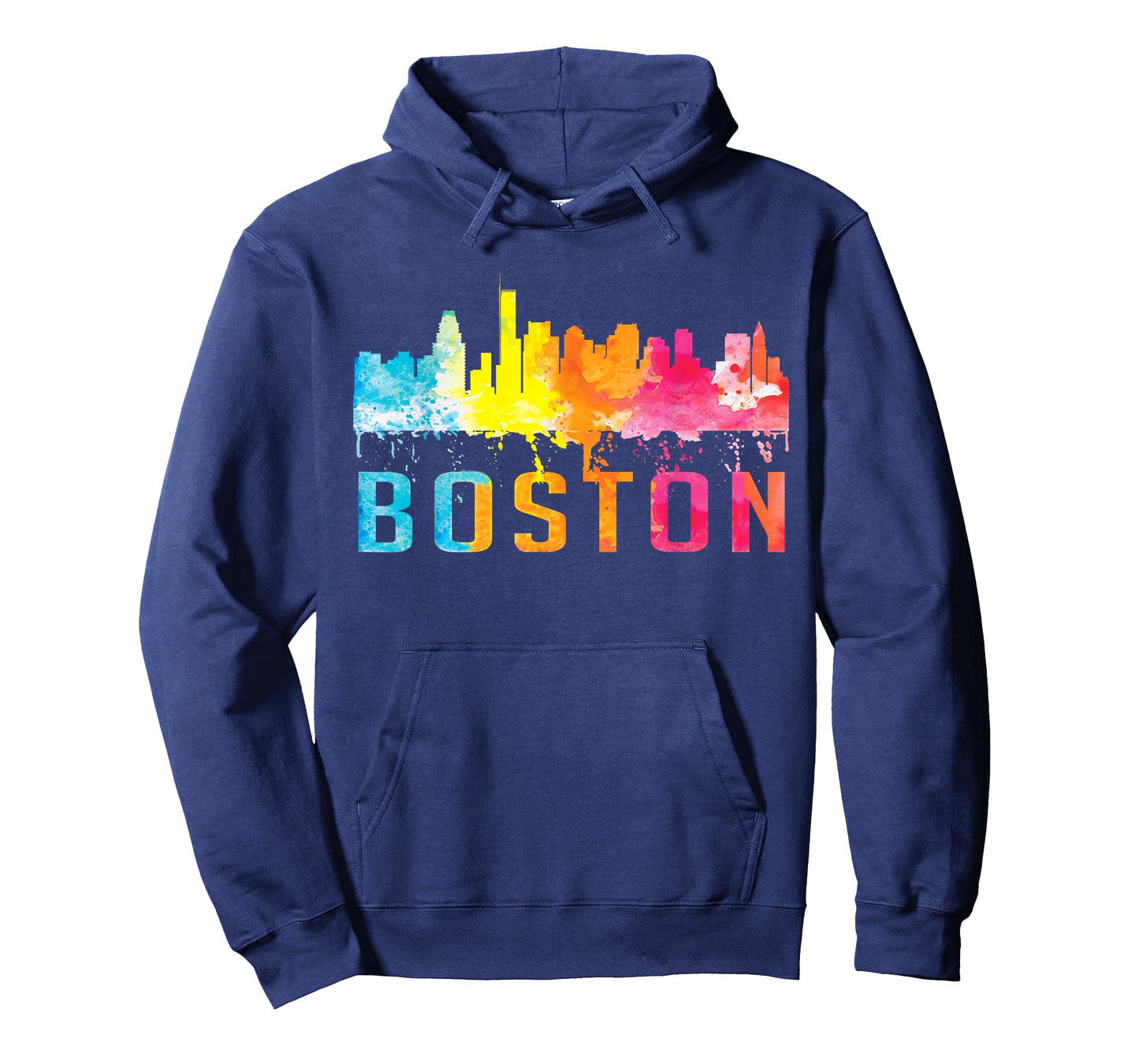 Boston Massachusetts Retro Watercolor Skyline Souvenir T-Shirt
