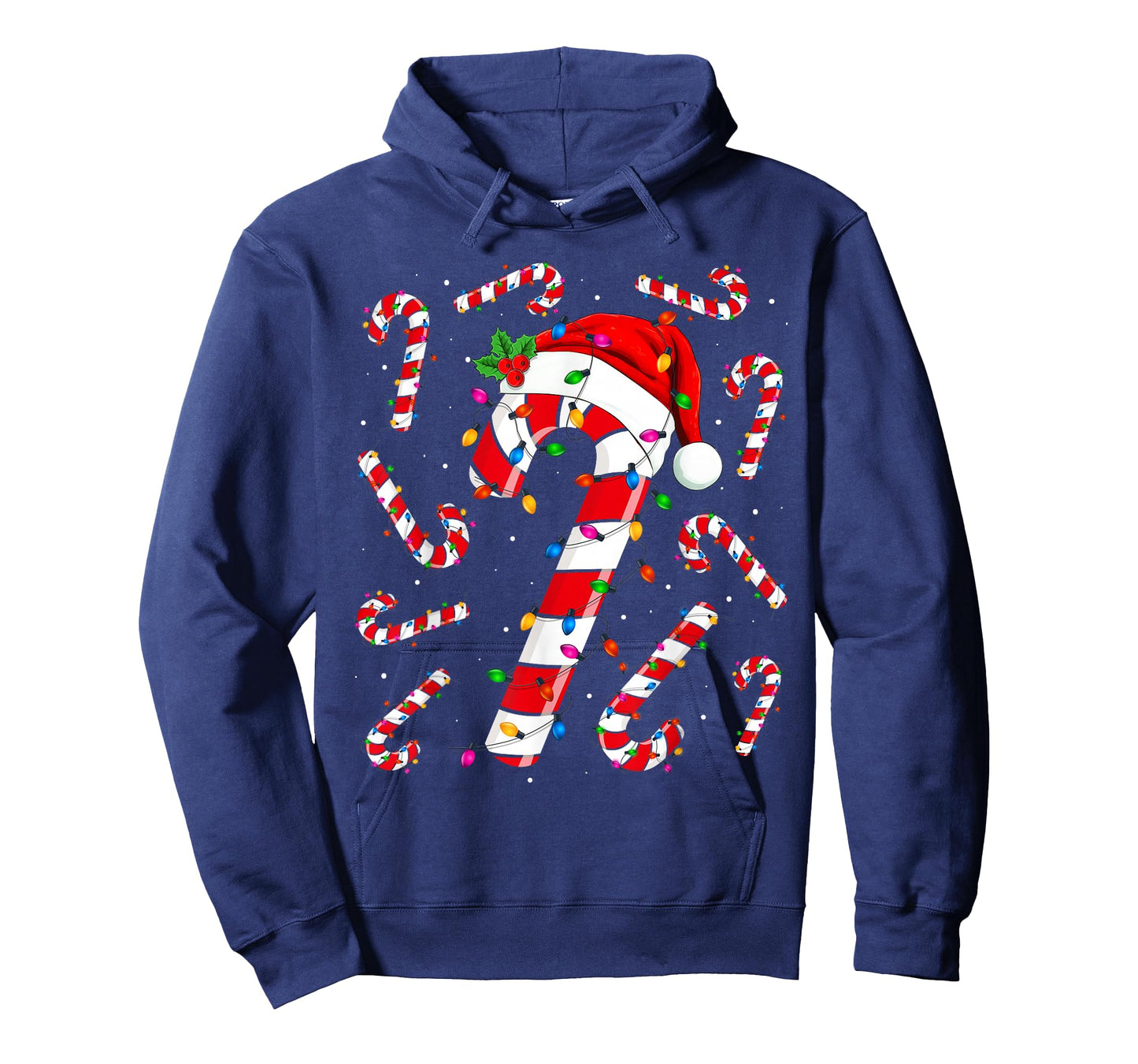 Red and White Candy Cane Santa Christmas Funny Xmas Lights T-Shirt