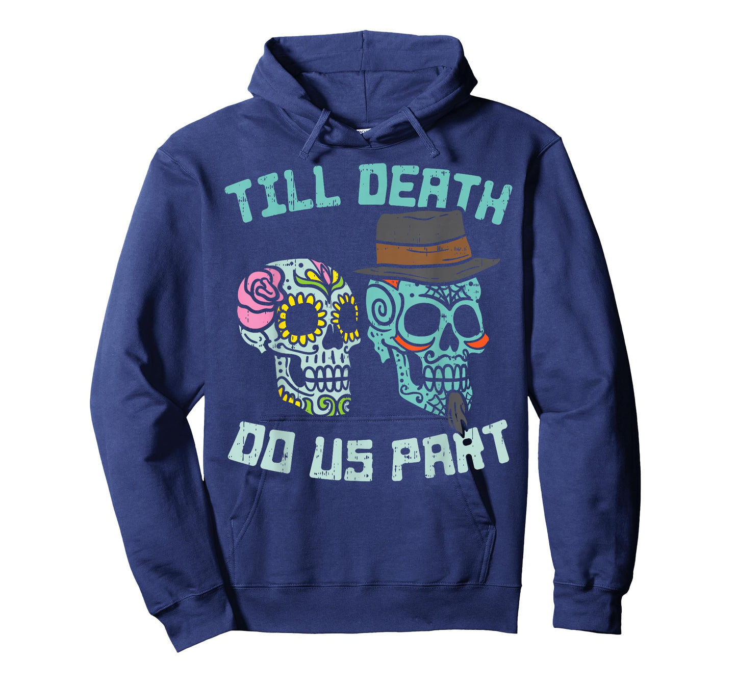Till Death Do Us Part Sugar Skulls Funny Halloween Wedding T-Shirt