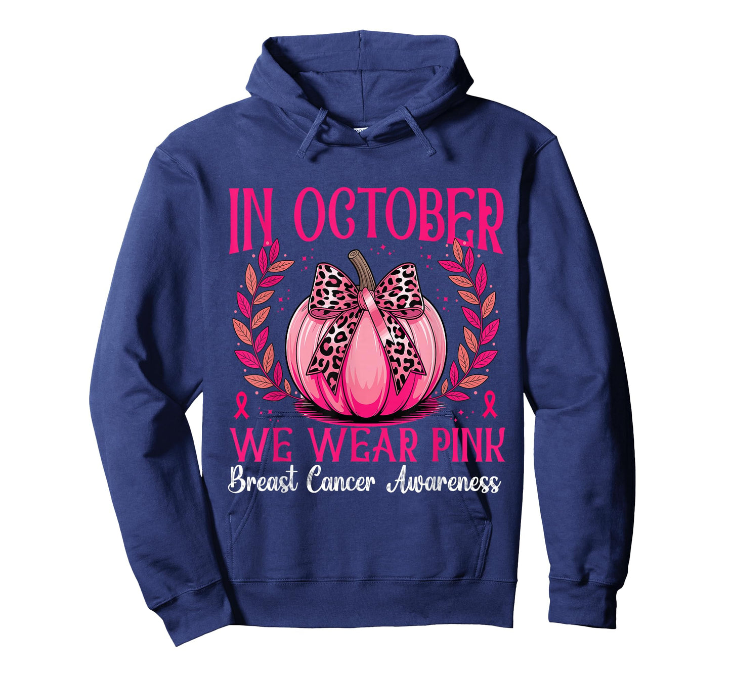 in October We Wear Pink Pumkin Witch Breast Cancer Awareness T-Shirt