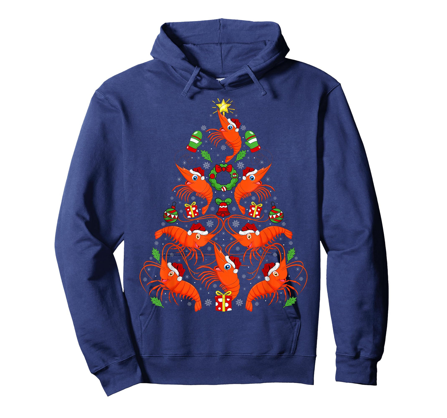 Shrimp Christmas Tree Lights Funny Sea Animals Fish Xmas T-Shirt