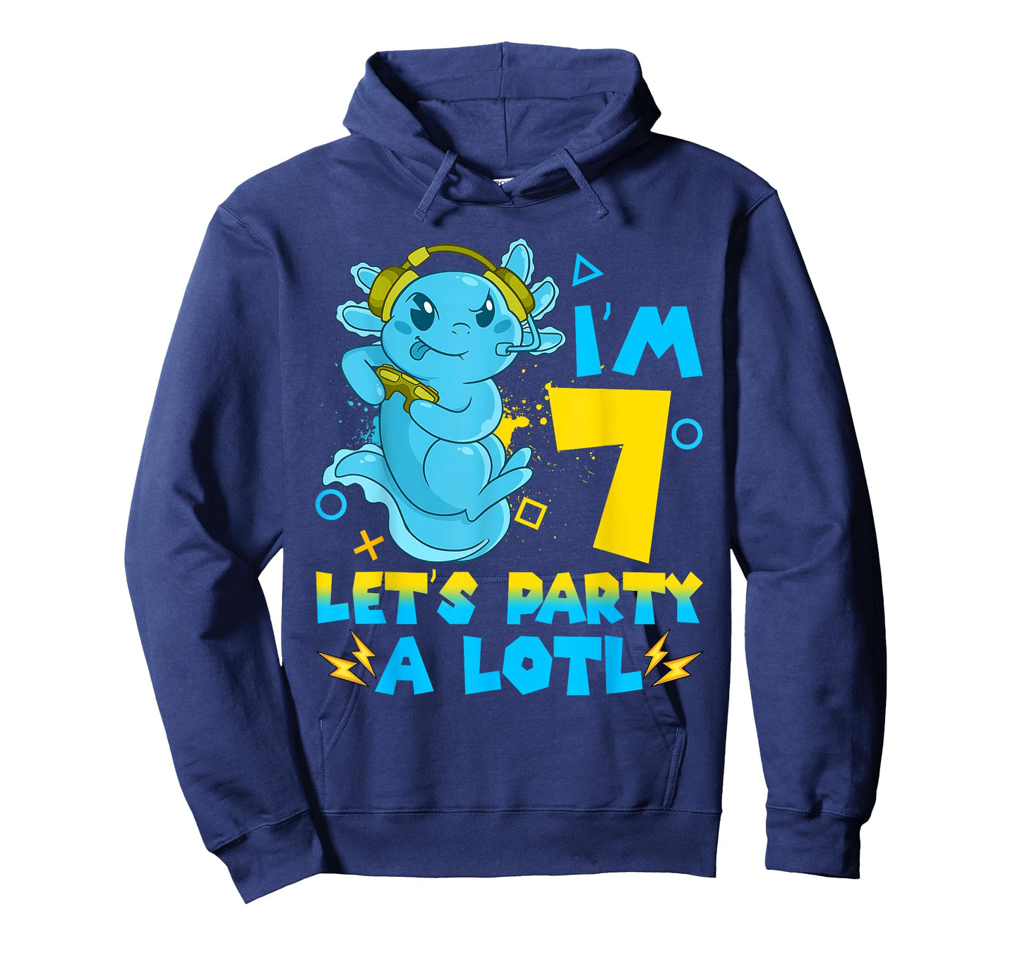 7th Birthday cute Axolotl 7 Year Old Boys Girls Video Gamer T-Shirt