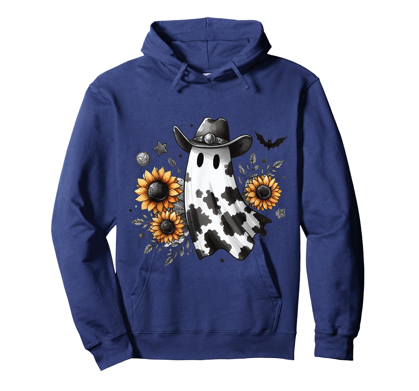 Cute Ghost in Cowboy Hat with Sunflowers Western Halloween T-Shirt
