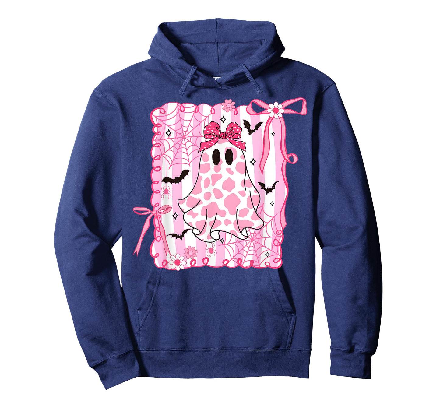 Cute Ghost Coquette Pink Bow Cow Print Halloween Spooky T-Shirt