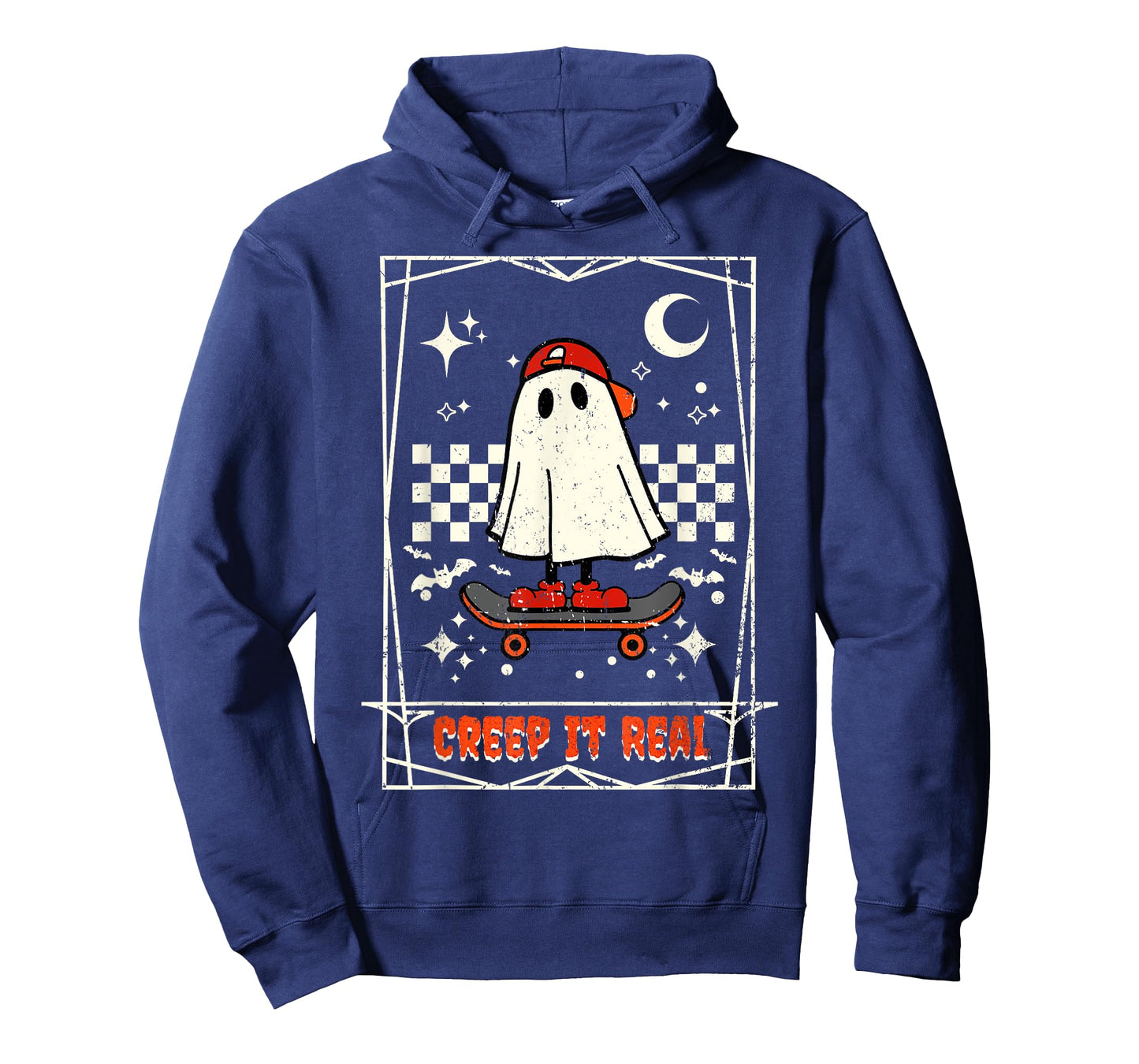 Creep It Real Skateboarding Ghost Retro Halloween Costume T-Shirt