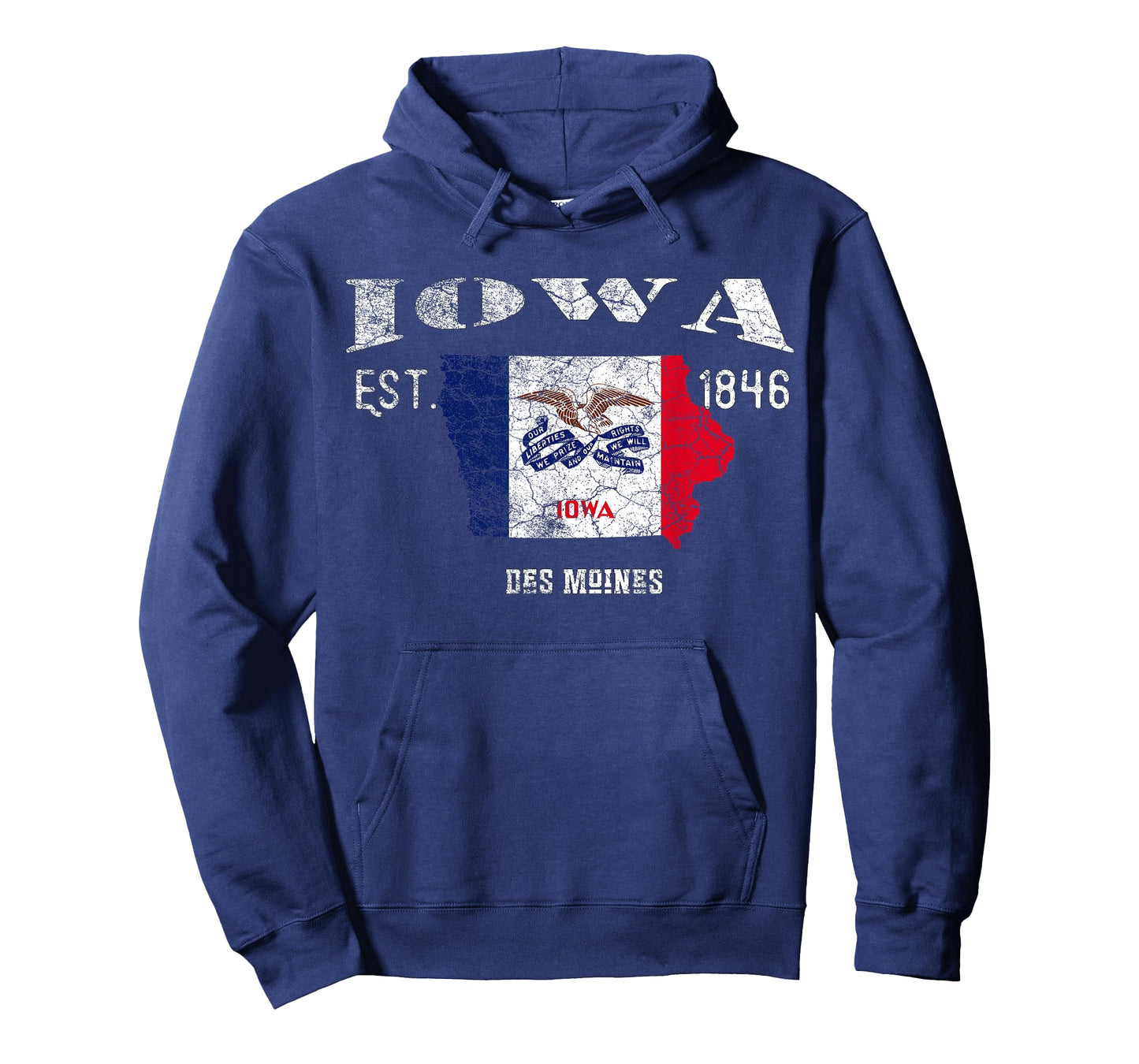 Vintage Iowa US State Flag and Map, Des Moines Tee T-Shirt