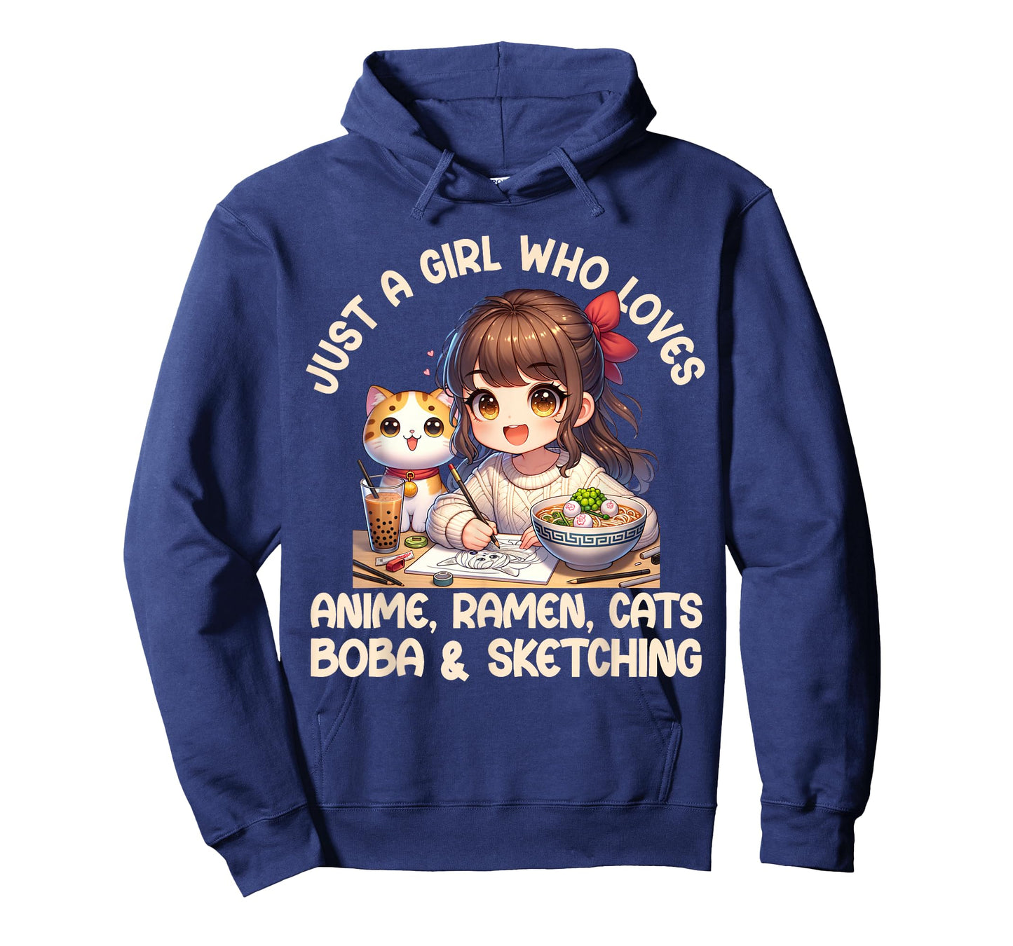 Just A Girl Who Loves Anime Ramen Cats Boba And Sketching T-Shirt