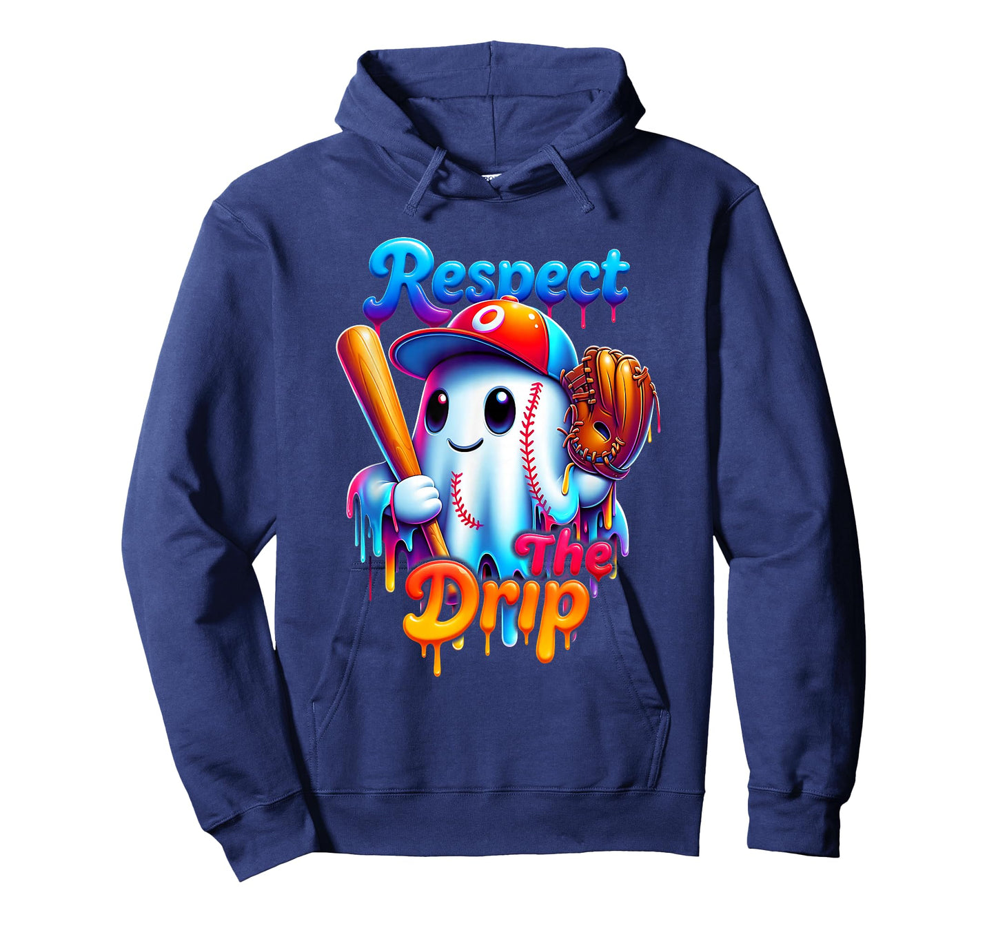 Ghost Baseball Spots Cool Halloween Ice Cream Drip T-Shirt
