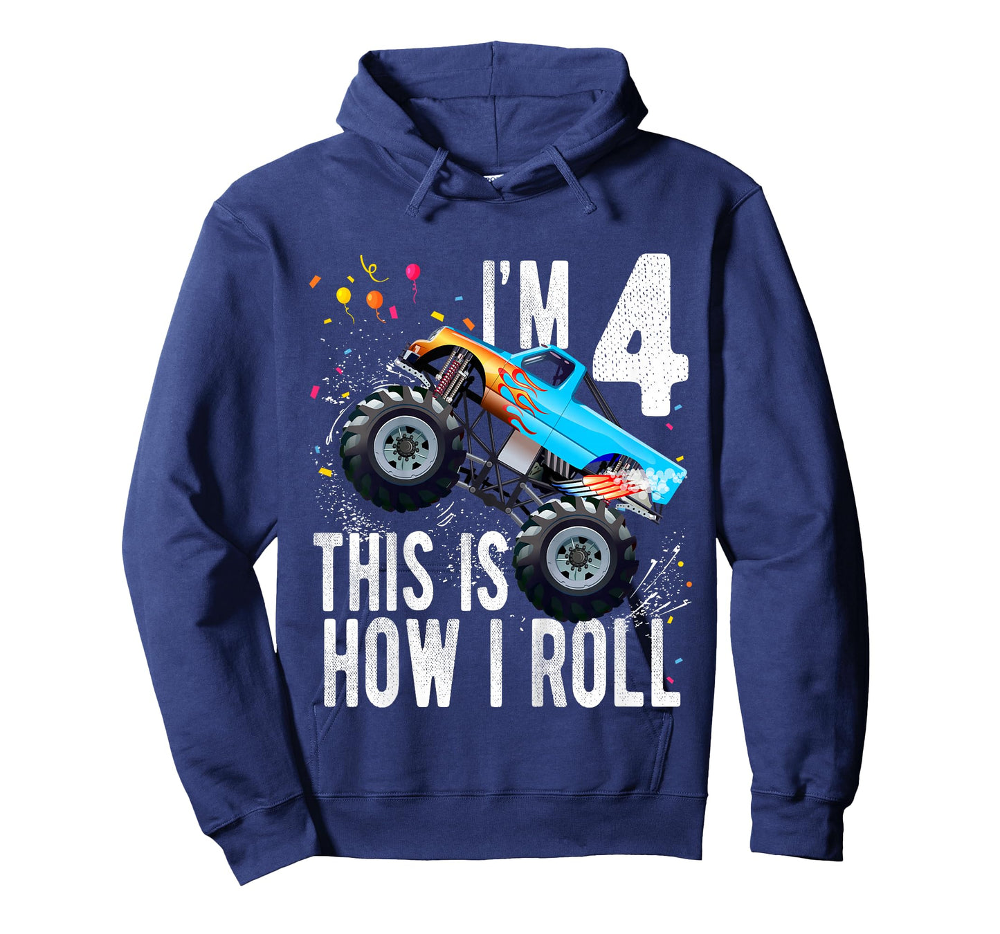 Kids 4 Year Old 4th Birthday Boy Monster Truck Car T-Shirt