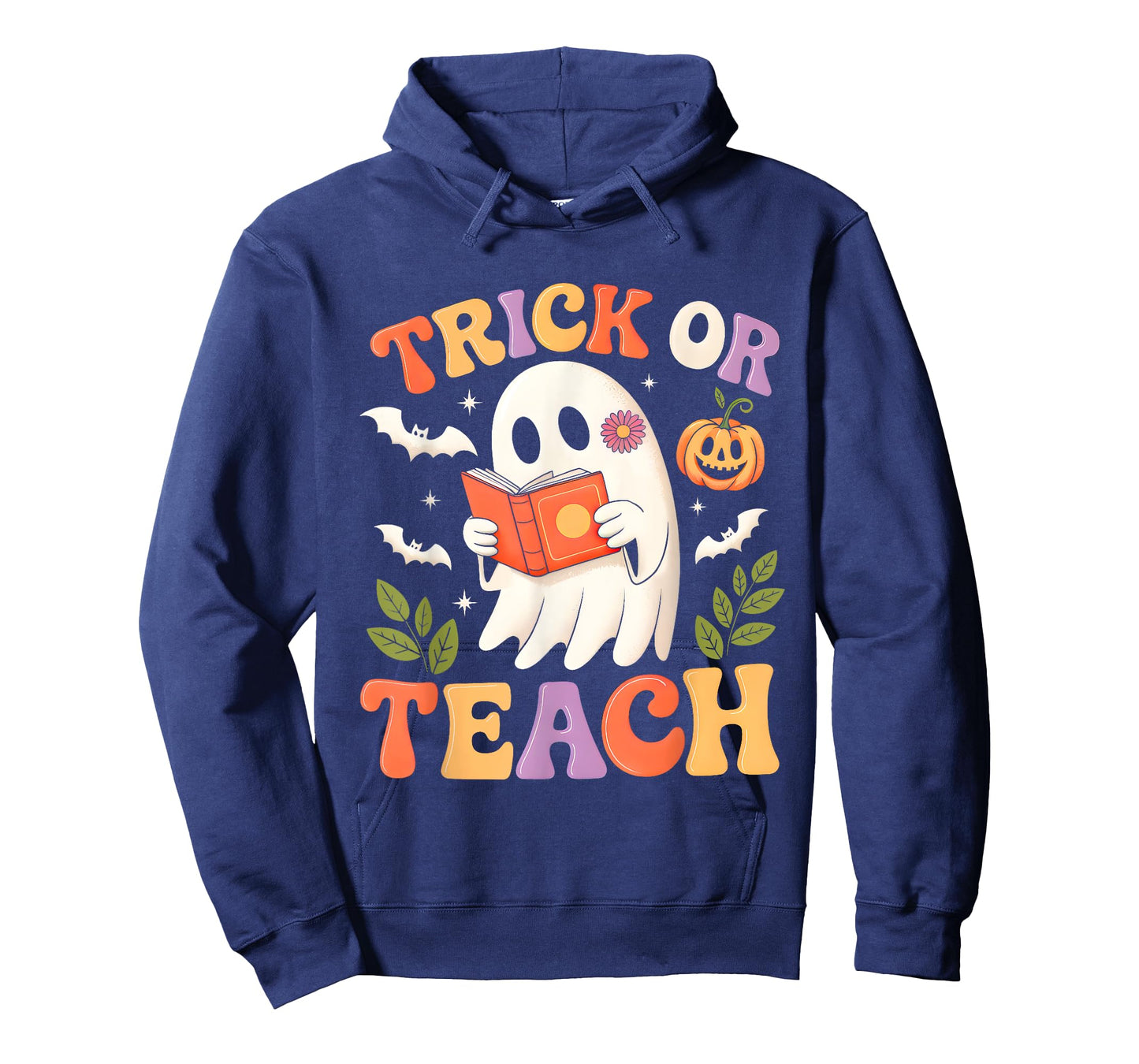 Cute Ghost Boo Trick Or Teach Retro Halloween Teacher Kids T-Shirt