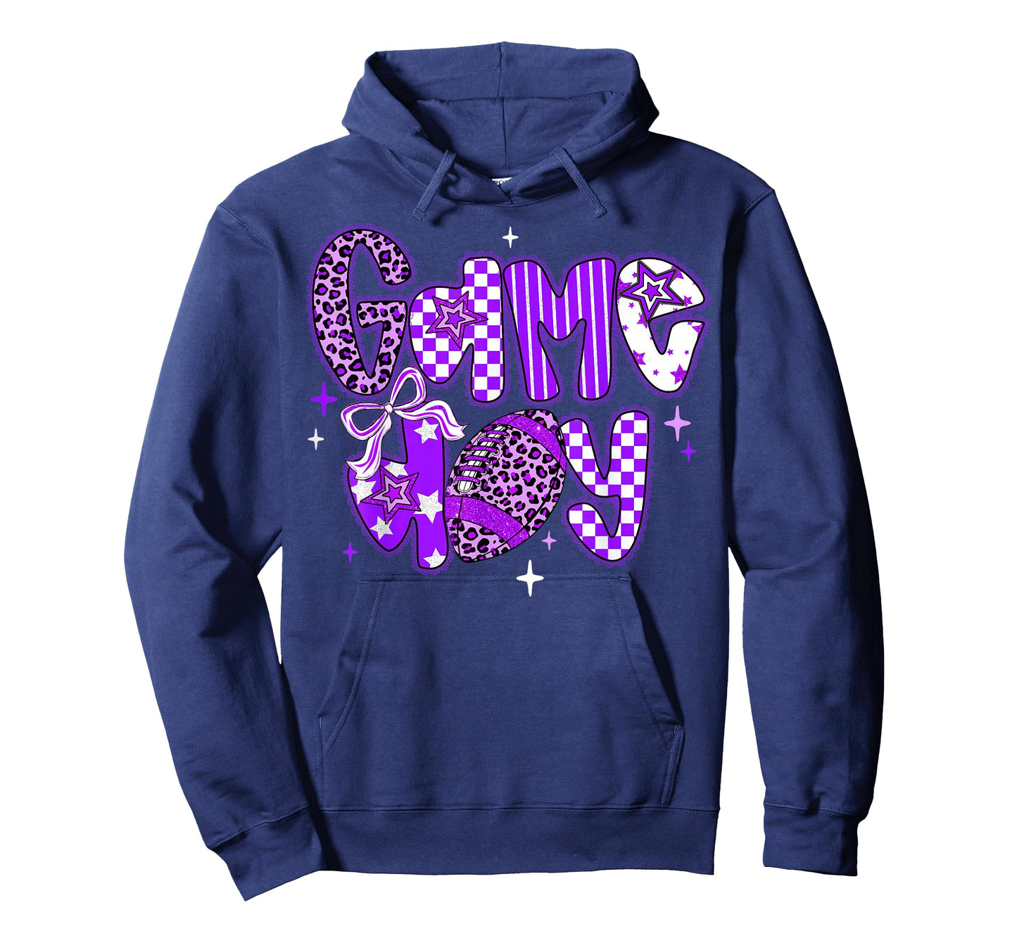 Game Day Football Girly Lace Bow Team Spirit Girls Purple T-Shirt