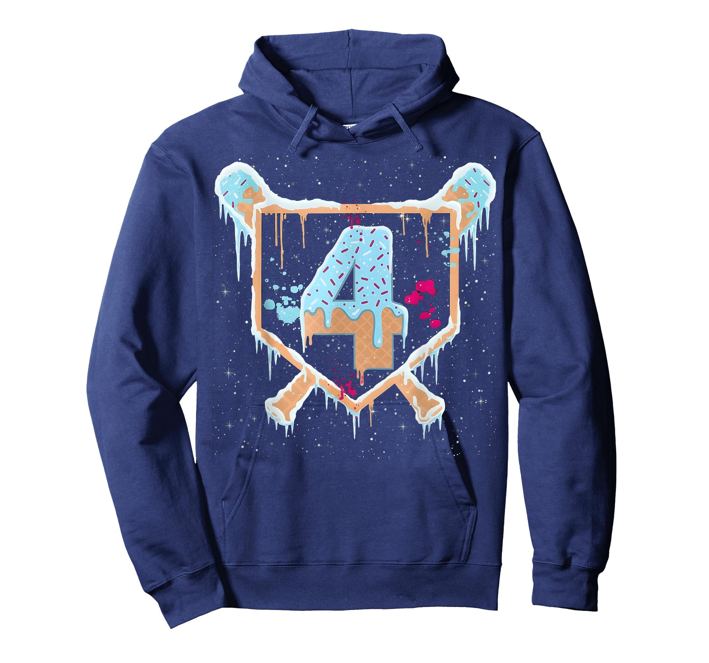 Baseball 4 Year Old Ice Cream Drip 4th Birthday Boy Number 4 T-Shirt