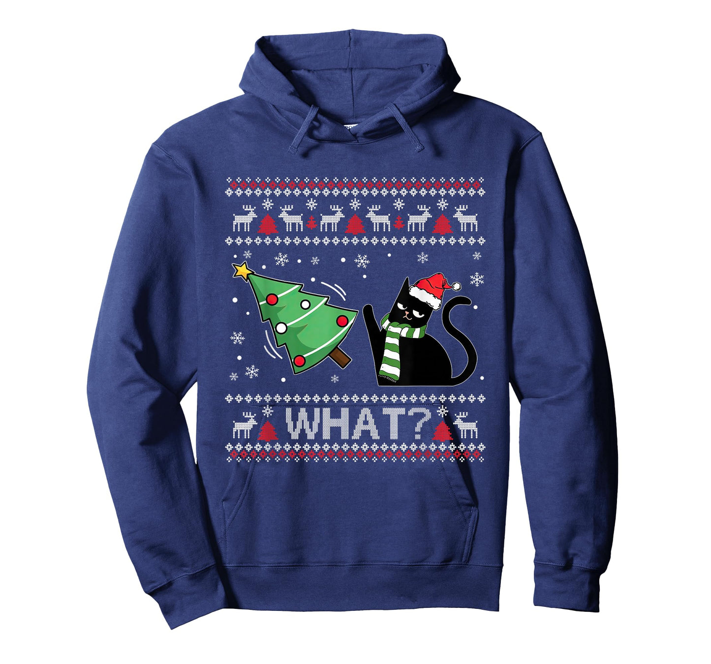 What Cat Pushing Christmas Tree Catmas Ugly Xmas Sweater T-Shirt