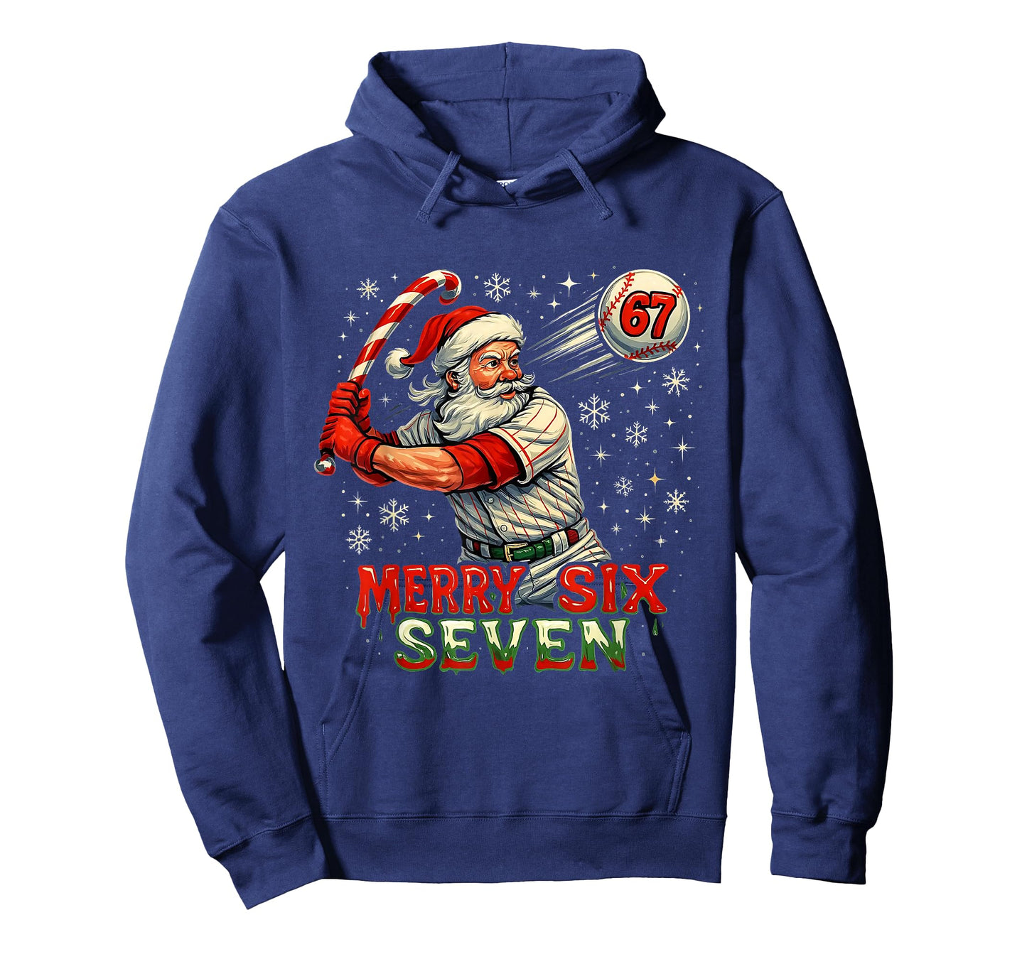 Merry Six Seven Funny Baseball Santa Christmas Design T-Shirt