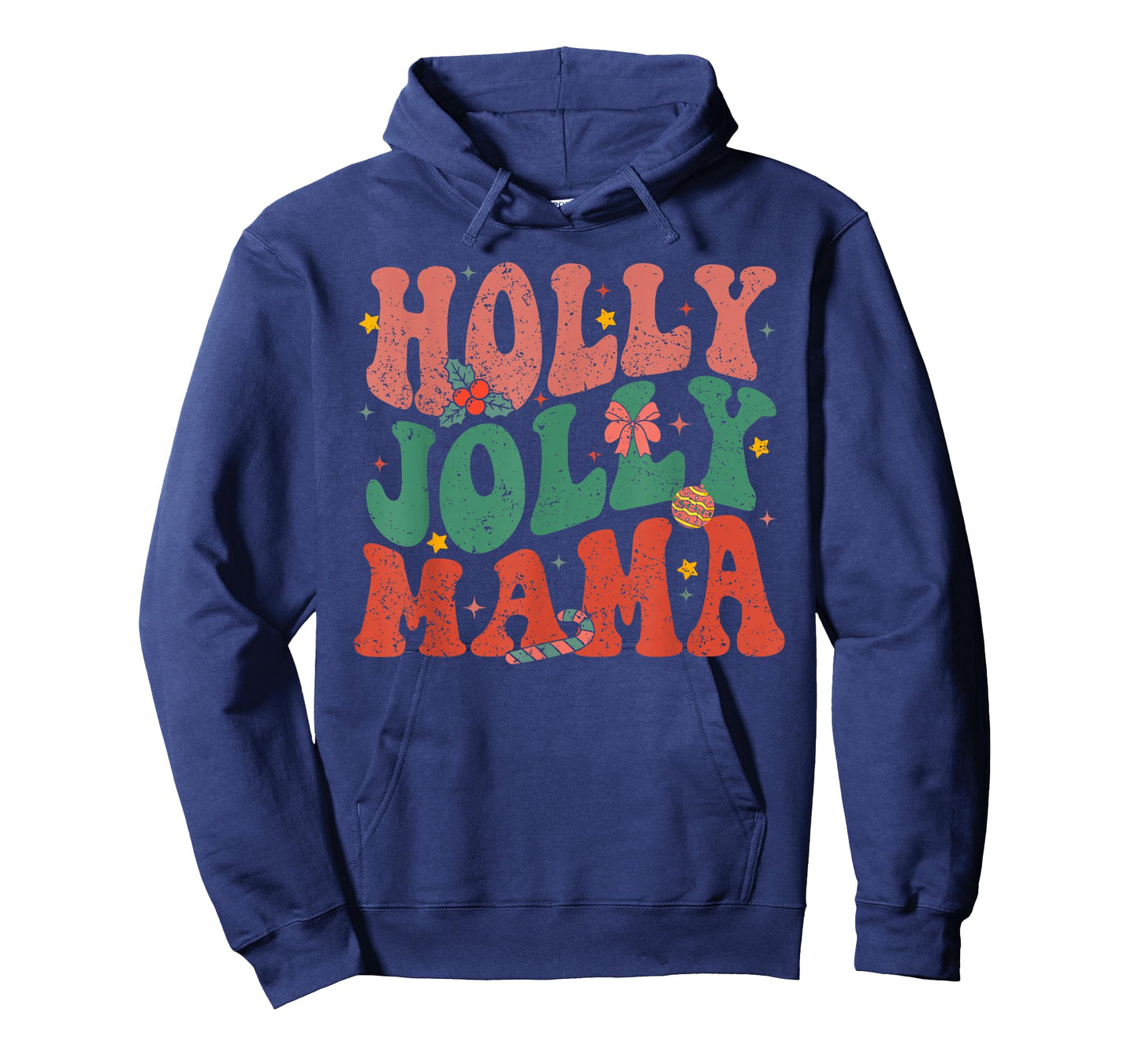 Retro Holly Christmas Jolly Mama, Merry Christmas Holiday T-Shirt