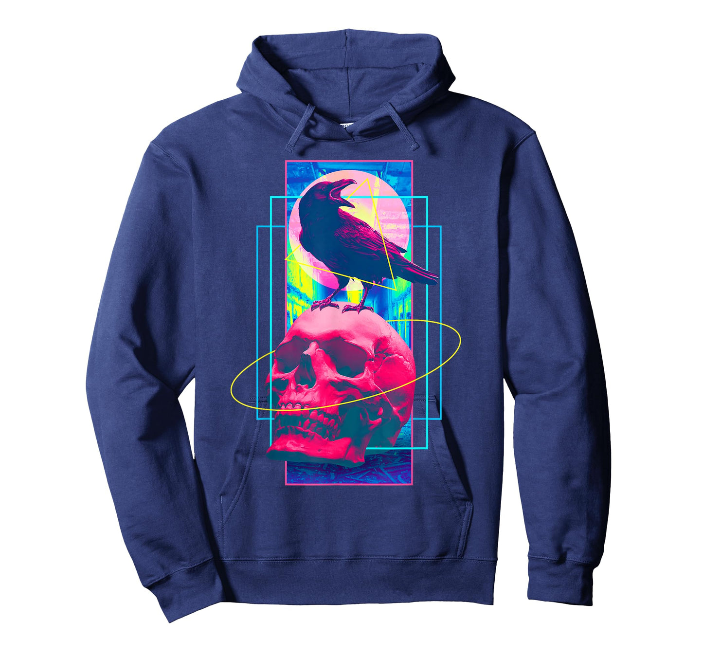 Vaporwave Skull Crow Halloween Retro Aesthetic Art T-Shirt