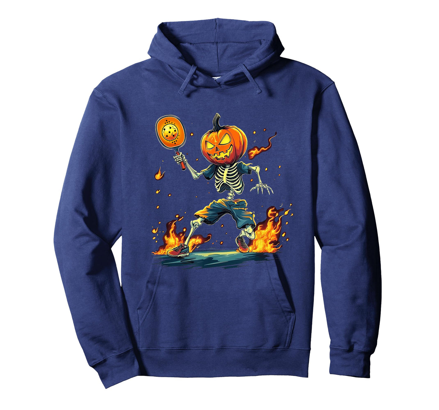 Pumpkin Head Skeleton Pickleball Halloween Spooky Sports T-Shirt