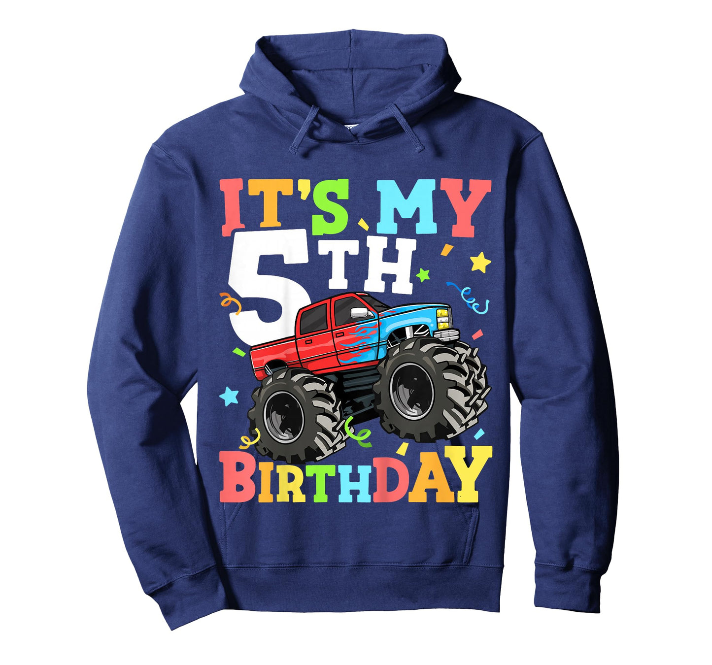 Kids Monster Truck It's My 5th Birthday Boy 5 Five Toddler T-Shirt