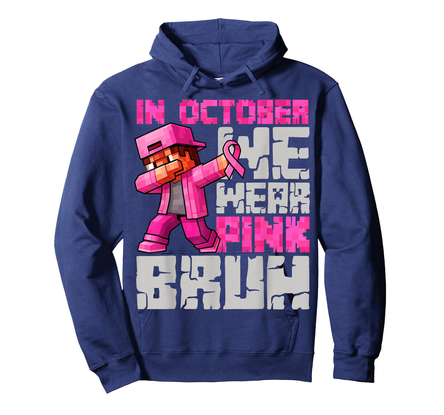 in October We Wear Pink Bruh Breast Cancer Game Pixel Kids T-Shirt