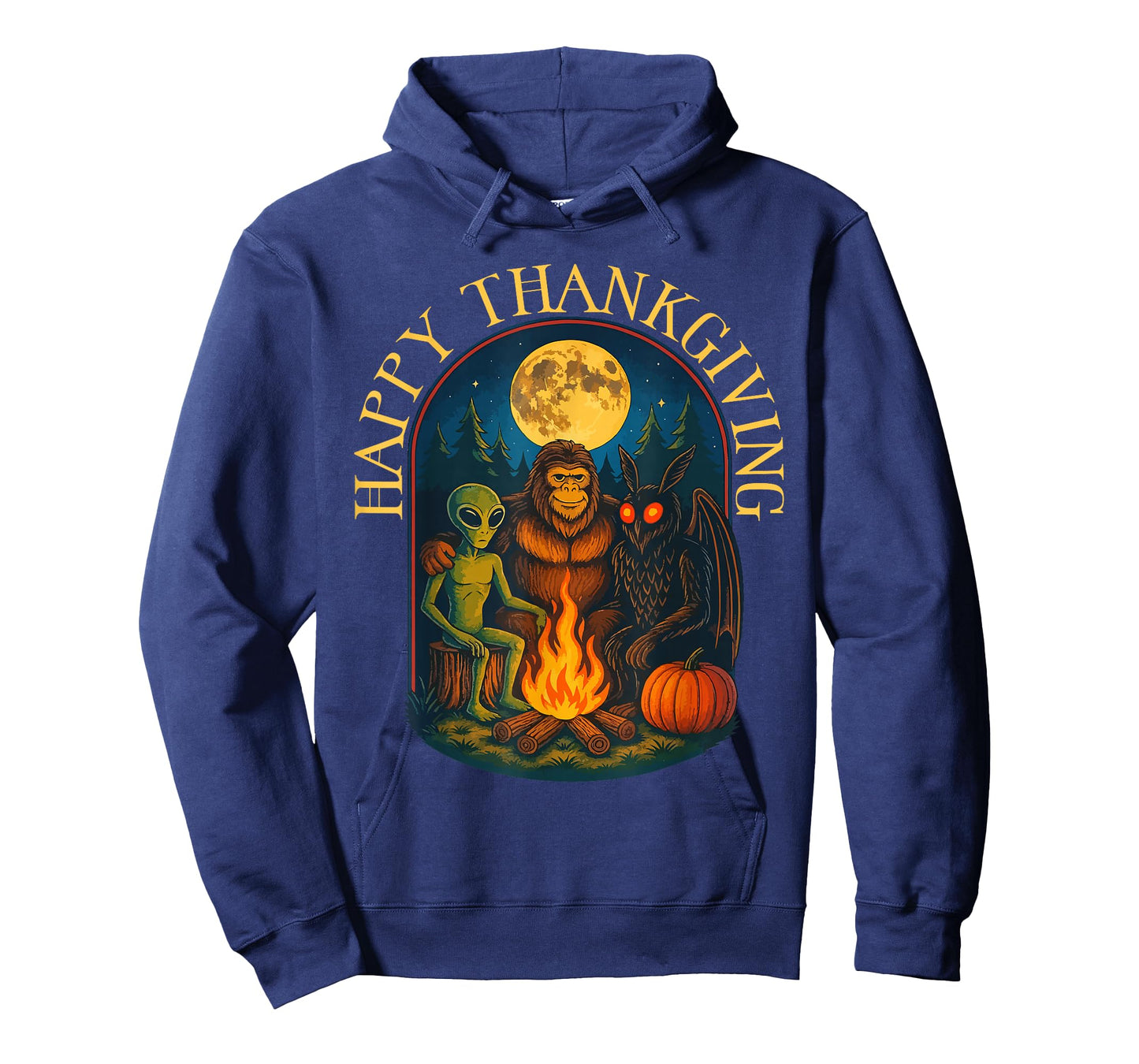 Happy Thanksgiving Shirt Men Bigfoot Alien Mothman Sasquatch T-Shirt