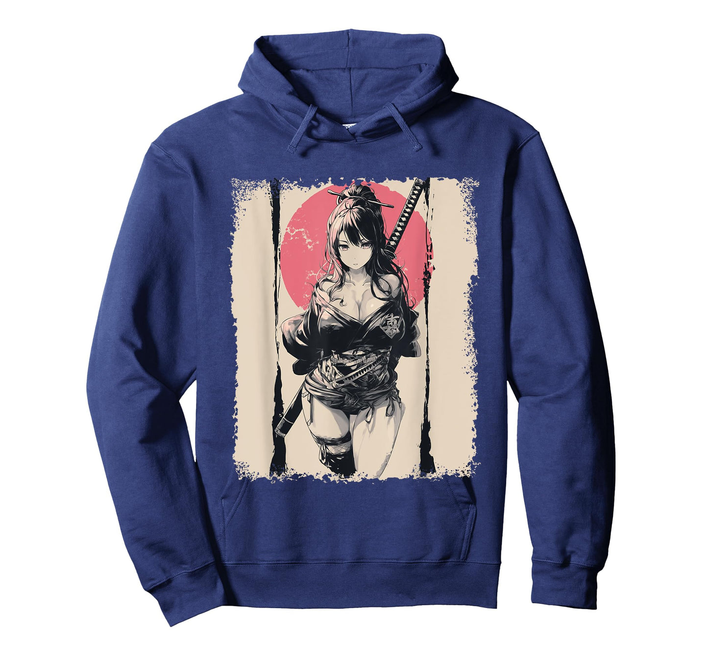 Sexy Anime Girl japanese Samurai Red Sun T-Shirt