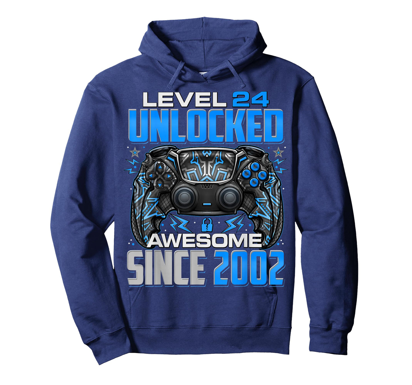 Level 24 Unlocked Awesome Since 2002 24th Birthday Gaming T-Shirt