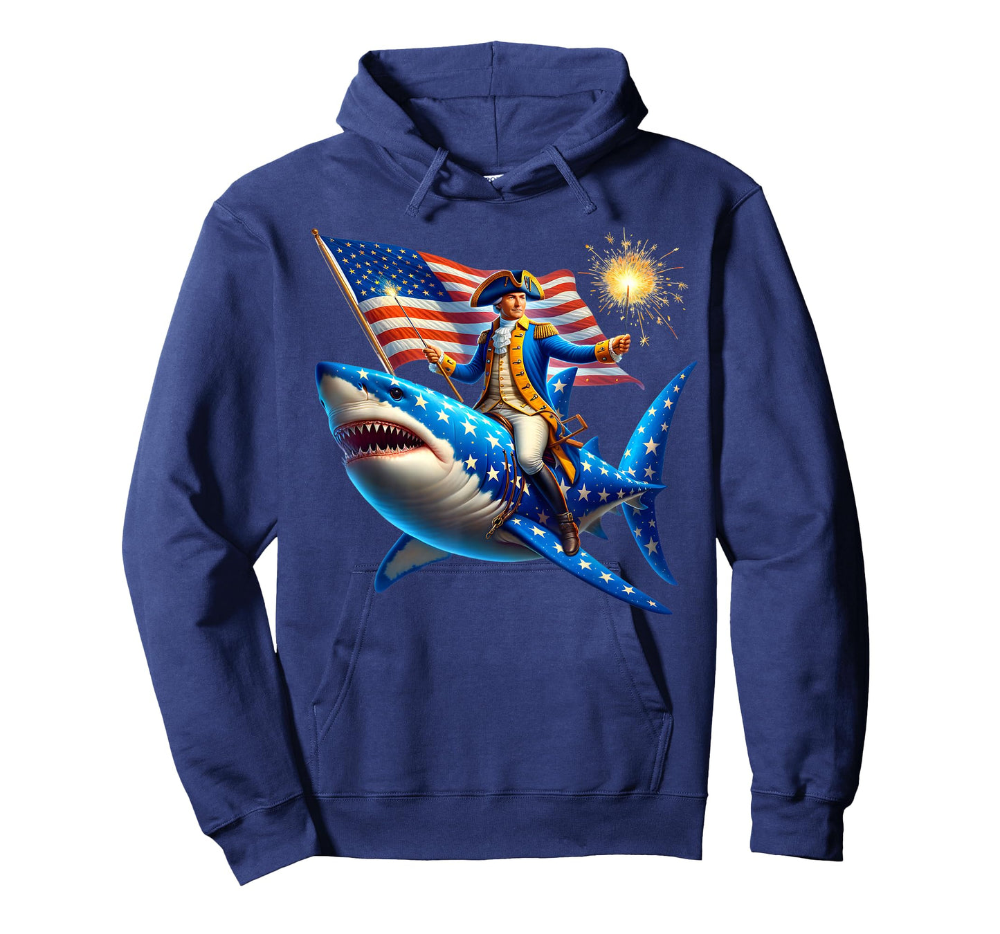 Washington Riding Shark Funny July 4th American Flag Patriot T-Shirt
