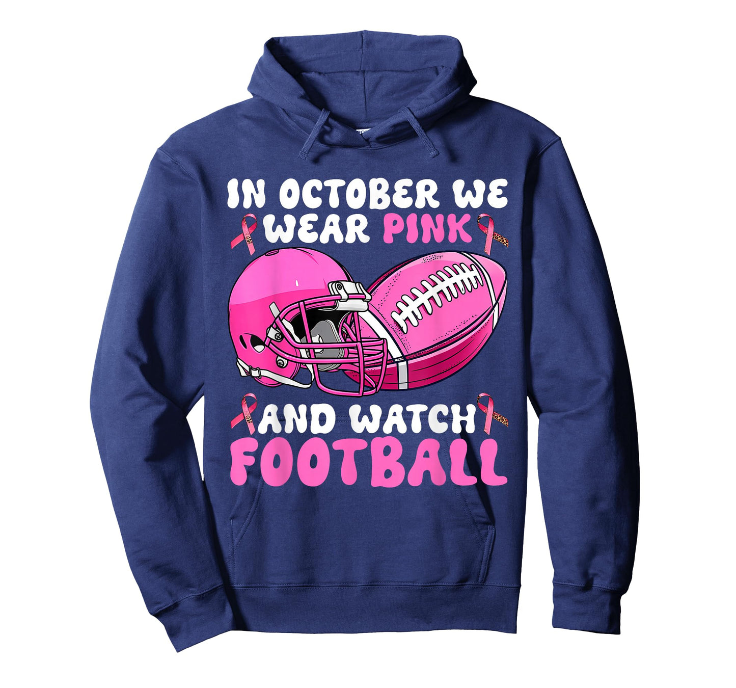 In October We Wear Pink Football Breast Cancer Awareness T-Shirt
