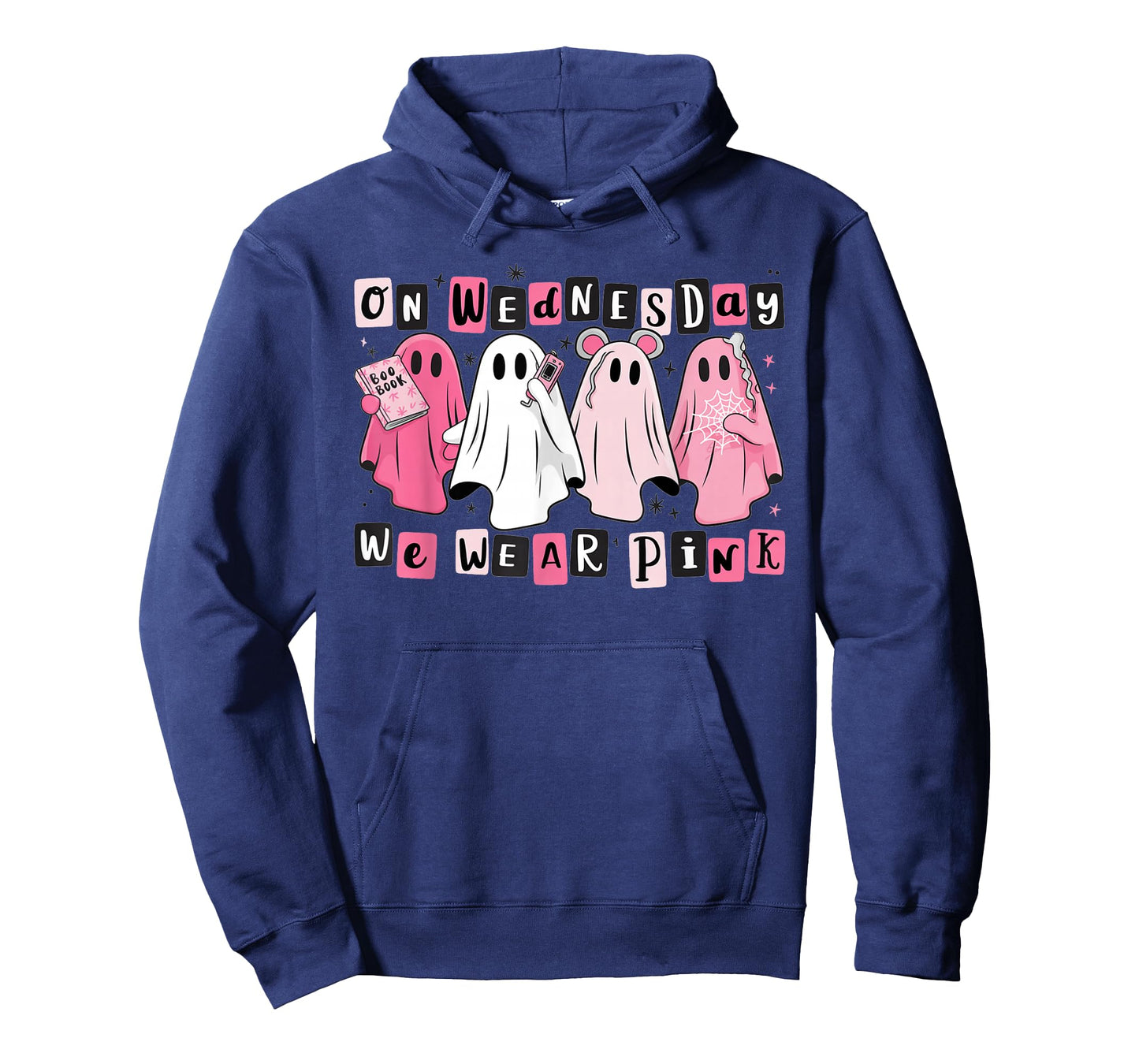 FUUNY On Wednesday We Wear Cute Pink Ghost Halloween T-Shirt