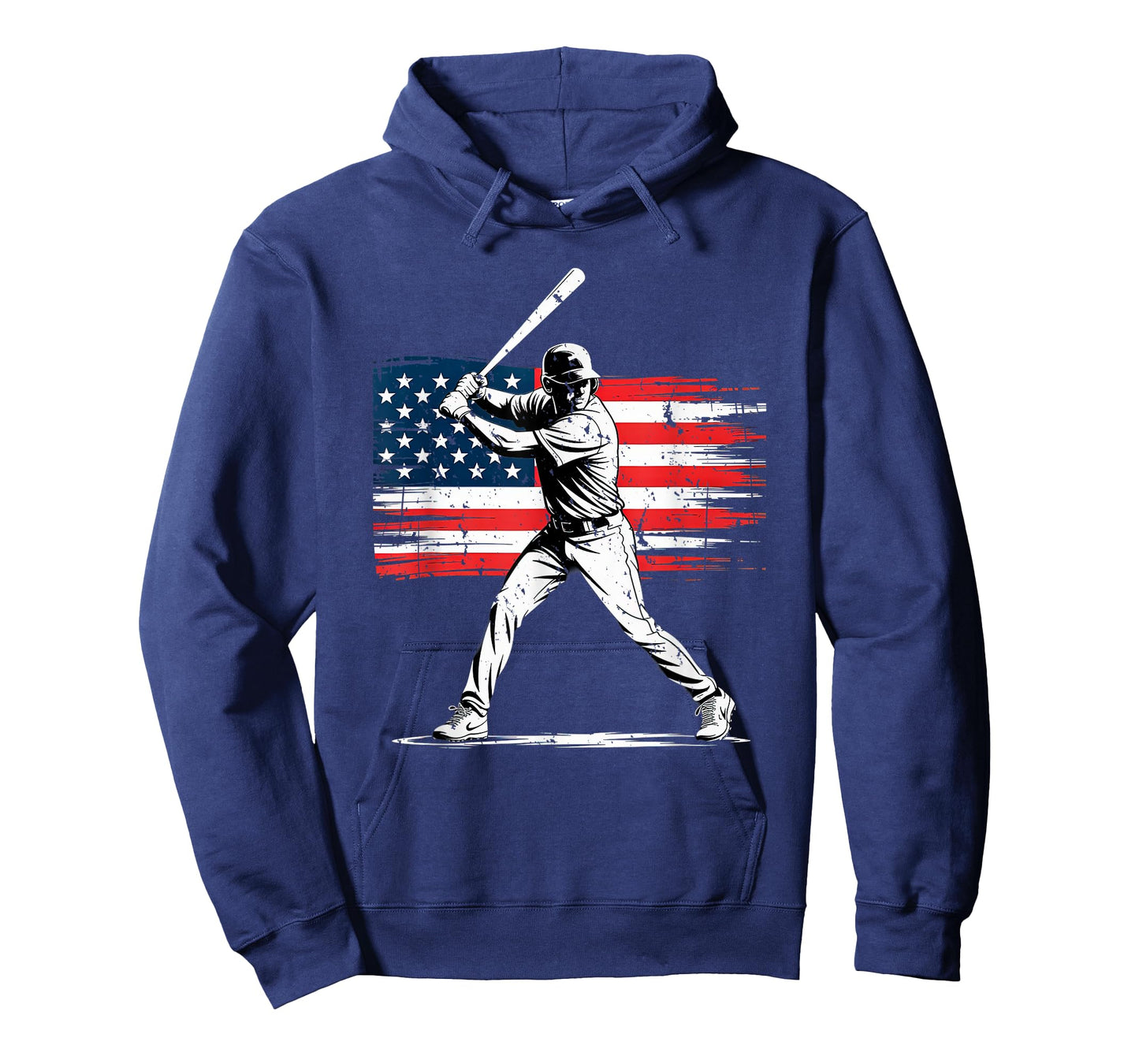 Baseball Player Silhouette with Distressed American Flag T-Shirt