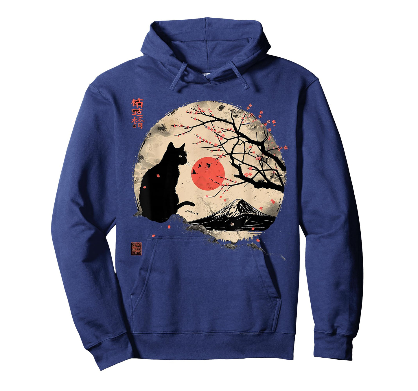 Black Cat Vintage Japan Art Japanese Theme Retro Print T-Shirt