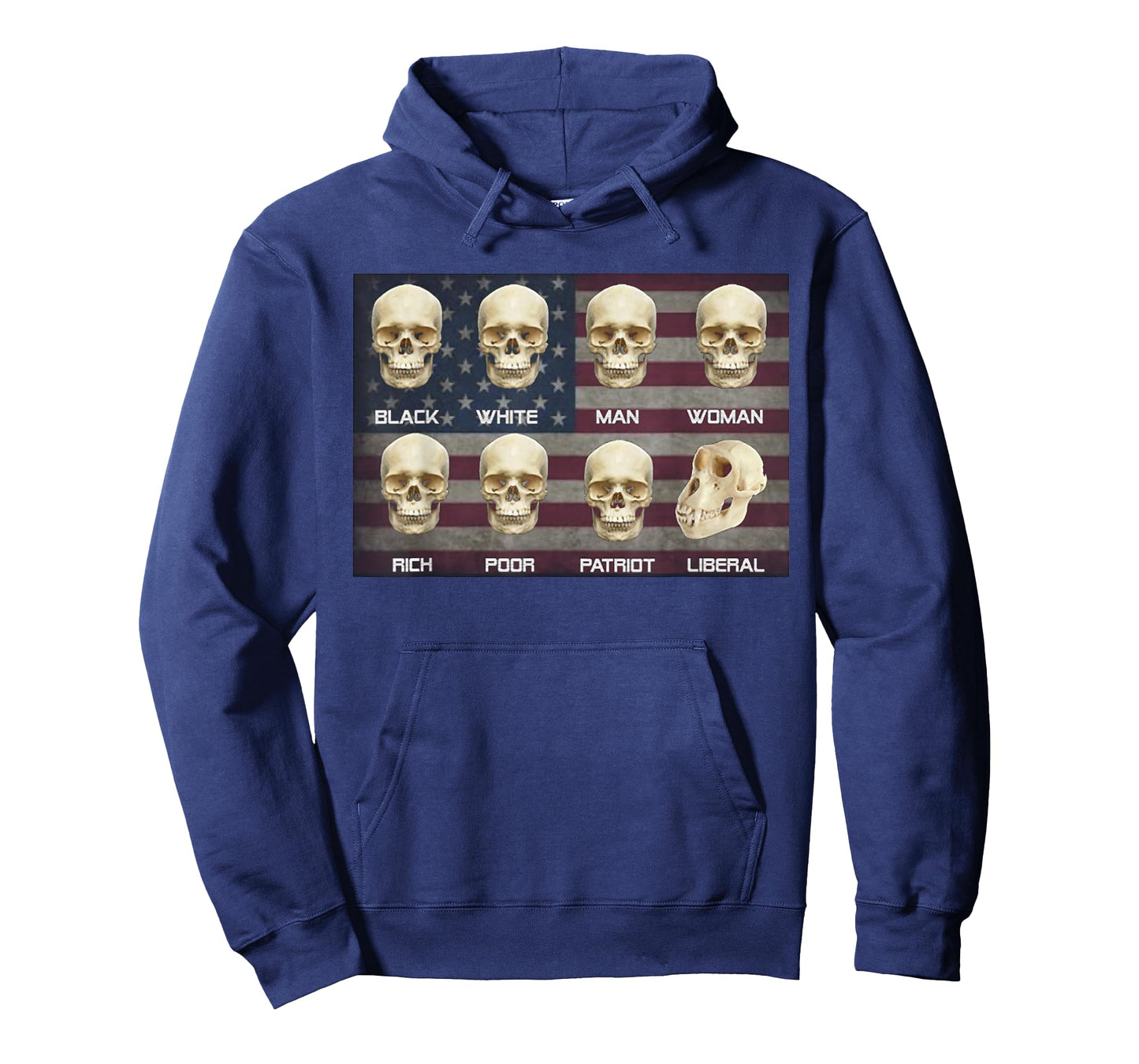 Black White Patriot Liberal Skulls T-Shirt
