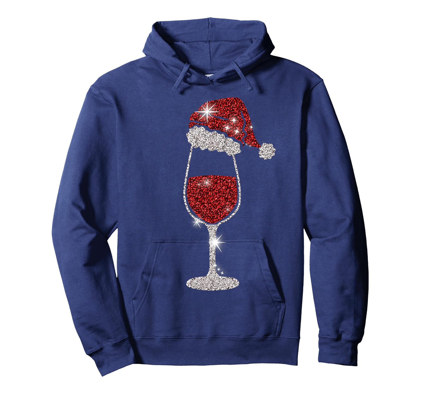 Glass Red Wine Santas Hat Xmas Clothes PJs Outfit Christmas T-Shirt