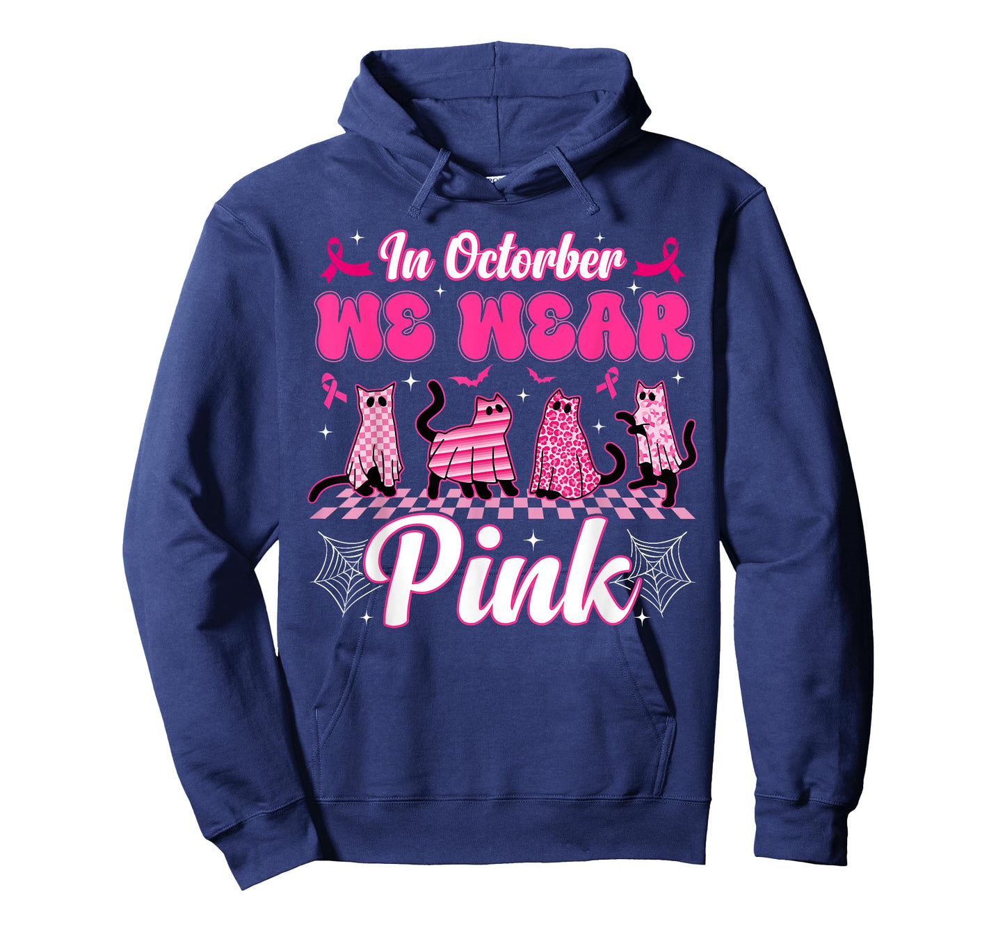 October We Wear Pink Cat Boo Ghost Breast Cancer Men Women T-Shirt