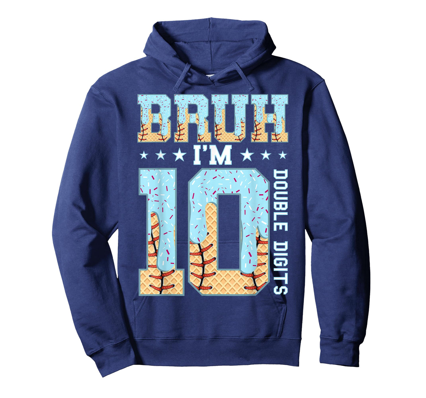 10th Birthday Boy Ice Cream Baseball Drip 10 Year Old Boys T-Shirt
