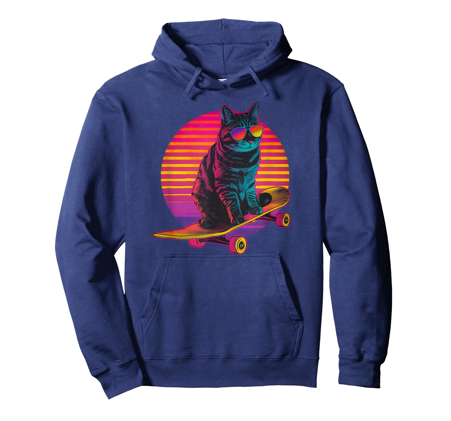 Retro Cat on Skateboard Retro Sunset T-Shirt