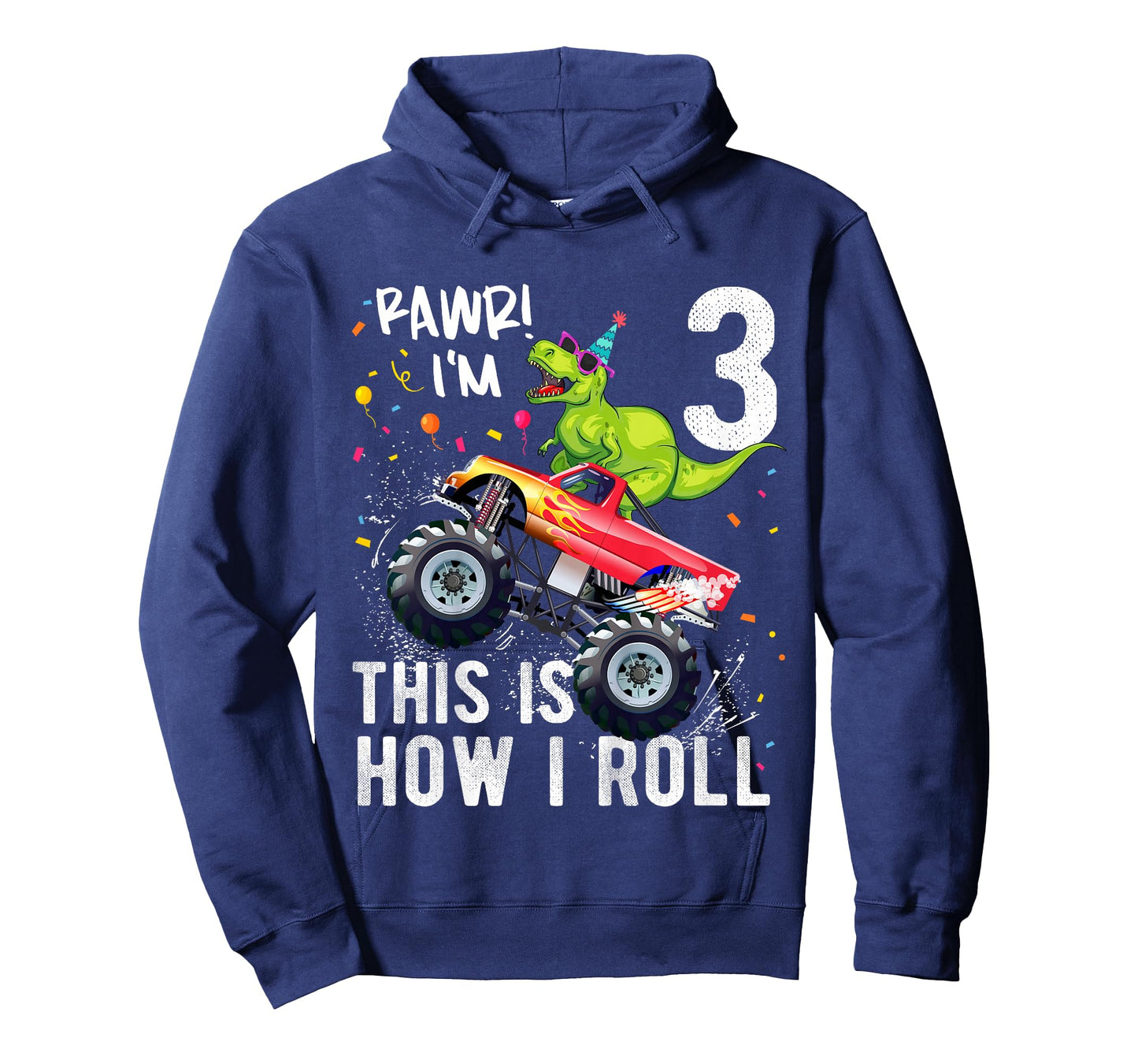 Kids T Rex Dinosaur Monster Truck 3rd Birthday Boys and Girls T-Shirt