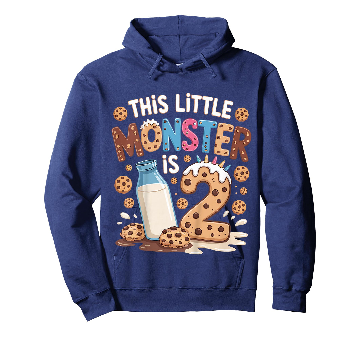 Kids This Little Monster Is 2 Birthday Milk 2nd Bday Boy Girl T-Shirt