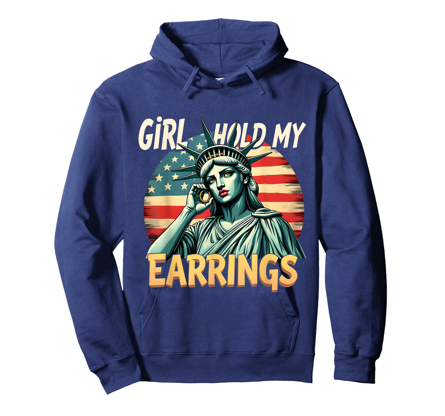 Girl Hold My Earrings Statue of Liberty Patriotic Art T-Shirt