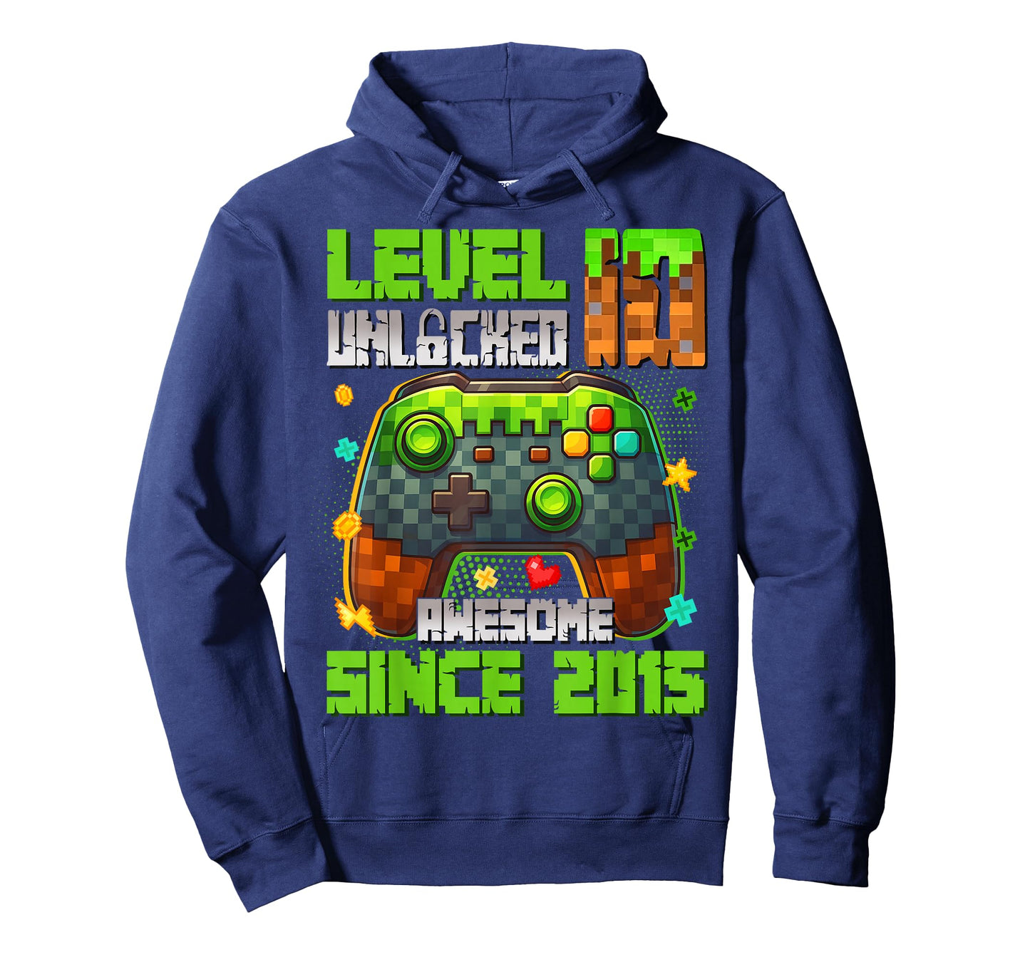 Level 10 Unlocked Awesome Since 2015 10th Birthday Gaming T-Shirt