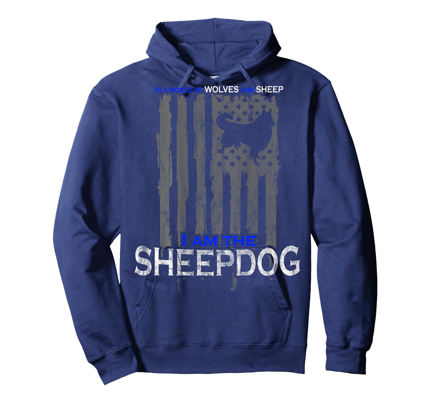 Patriotic Sheepdog, Wolves, and Sheep American Flag Women Men T-Shirt