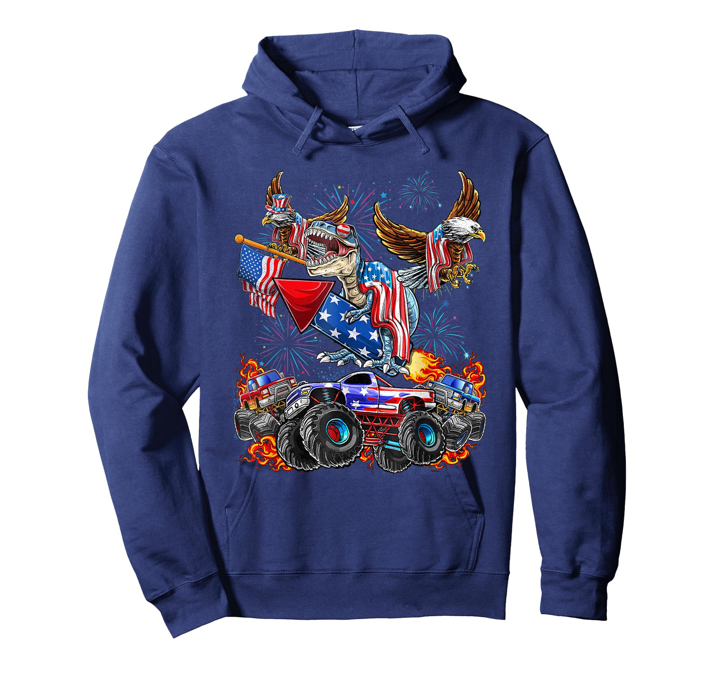 Eagle Monster Truck Dinosaur July 4th America Patriotic USA T-Shirt