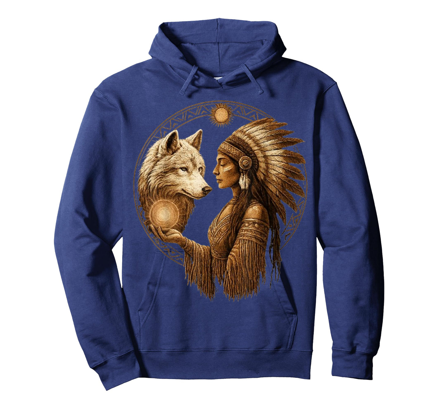 Indian Native American Woman with White Wolf Vintage Gifts T-Shirt