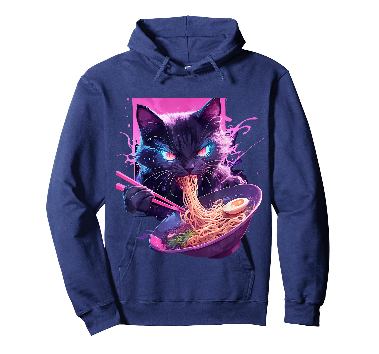 Japanese Art Ramen Cat Ninja Synthwave Style Samurai Cat T-Shirt