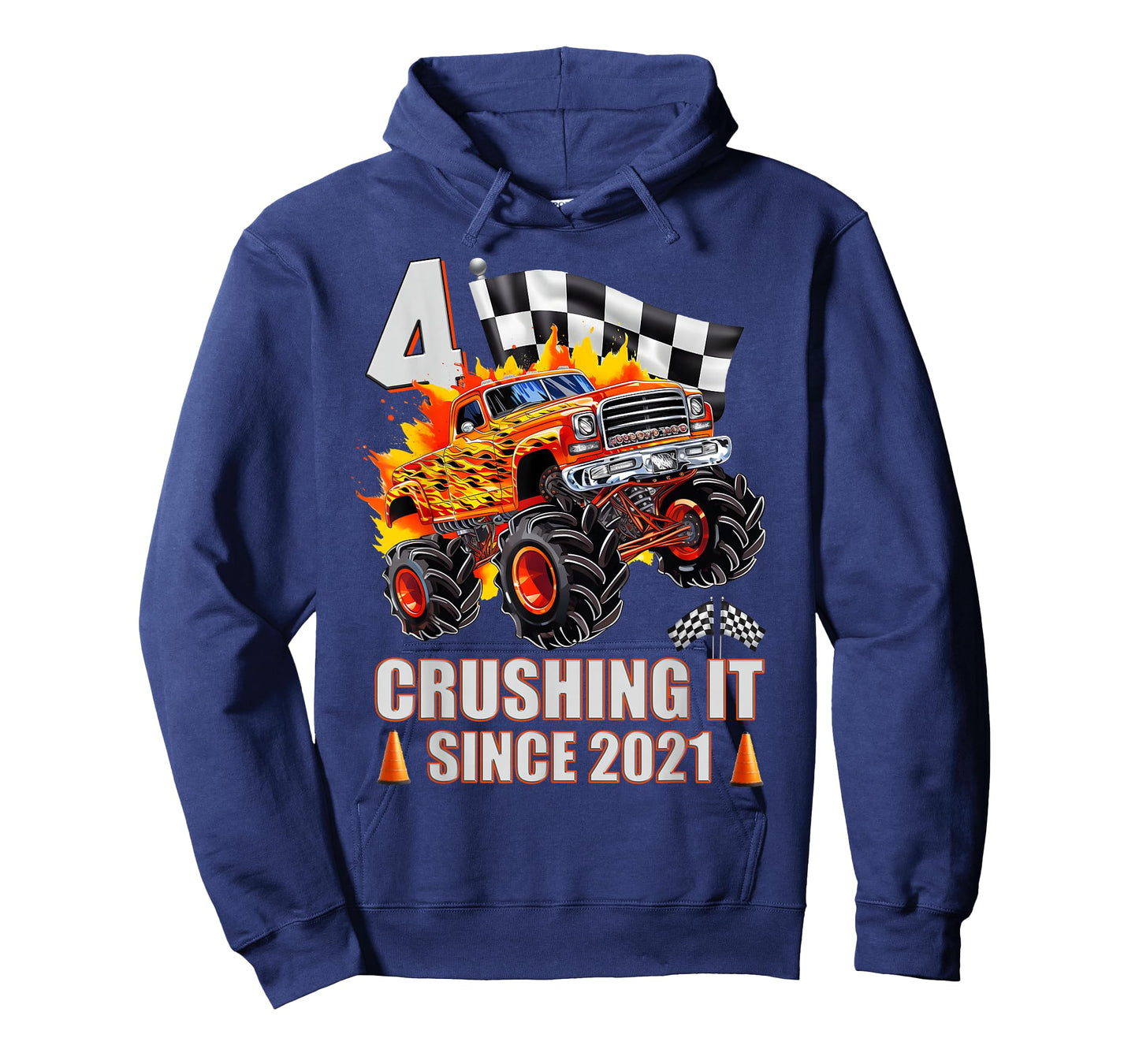 4 Crushing It Since 2021 4th Birthday Monster Truck Kids T-Shirt