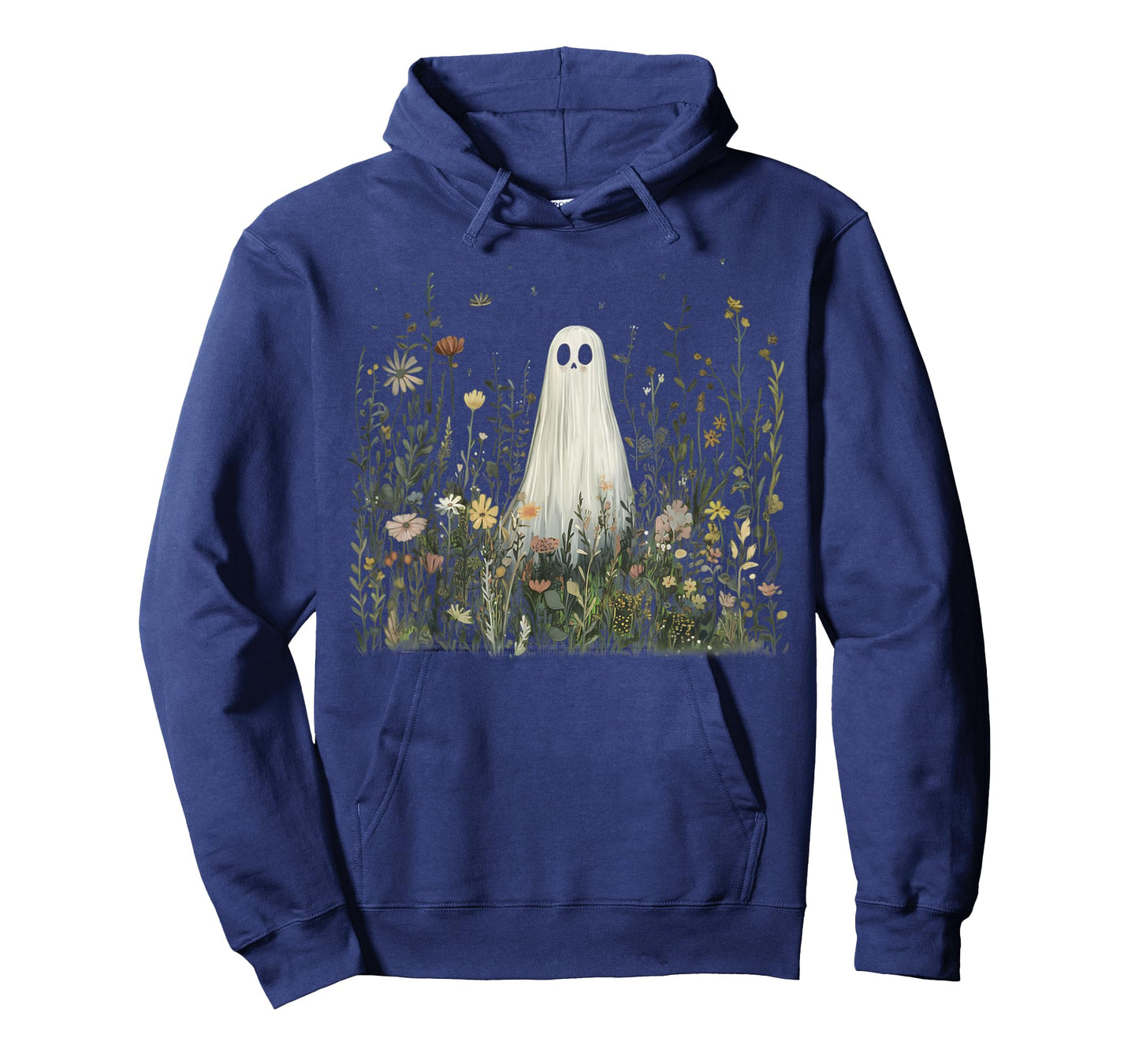 Cute Ghost in Wildflower Spooky Fall Halloween Retro Funny T-Shirt