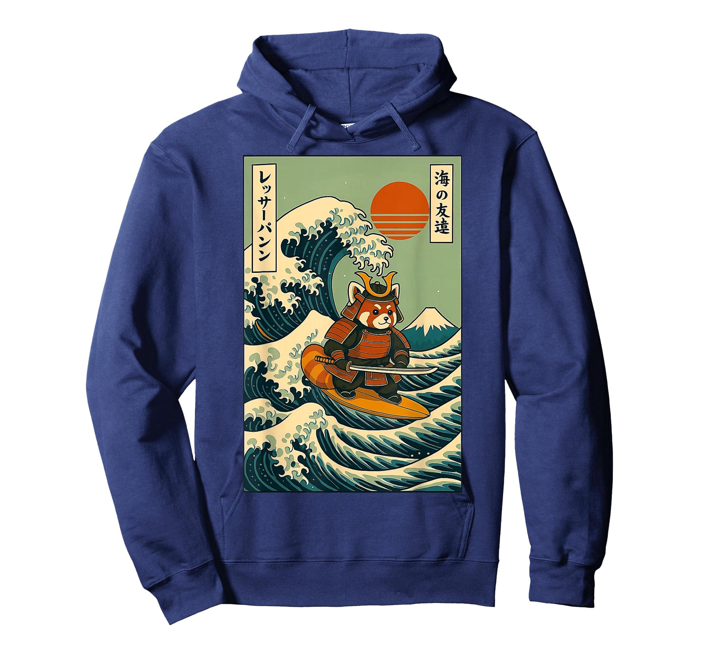 Red Panda Samurai Surfing Japanese Wave T-Shirt